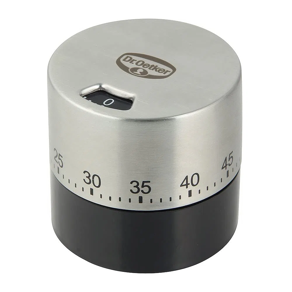 Dr. Oetker Timer Cucina in Acciaio Inox, Kitchen Aid, Timer Uovo/Cucina, Ø 6,5 cm, 1652