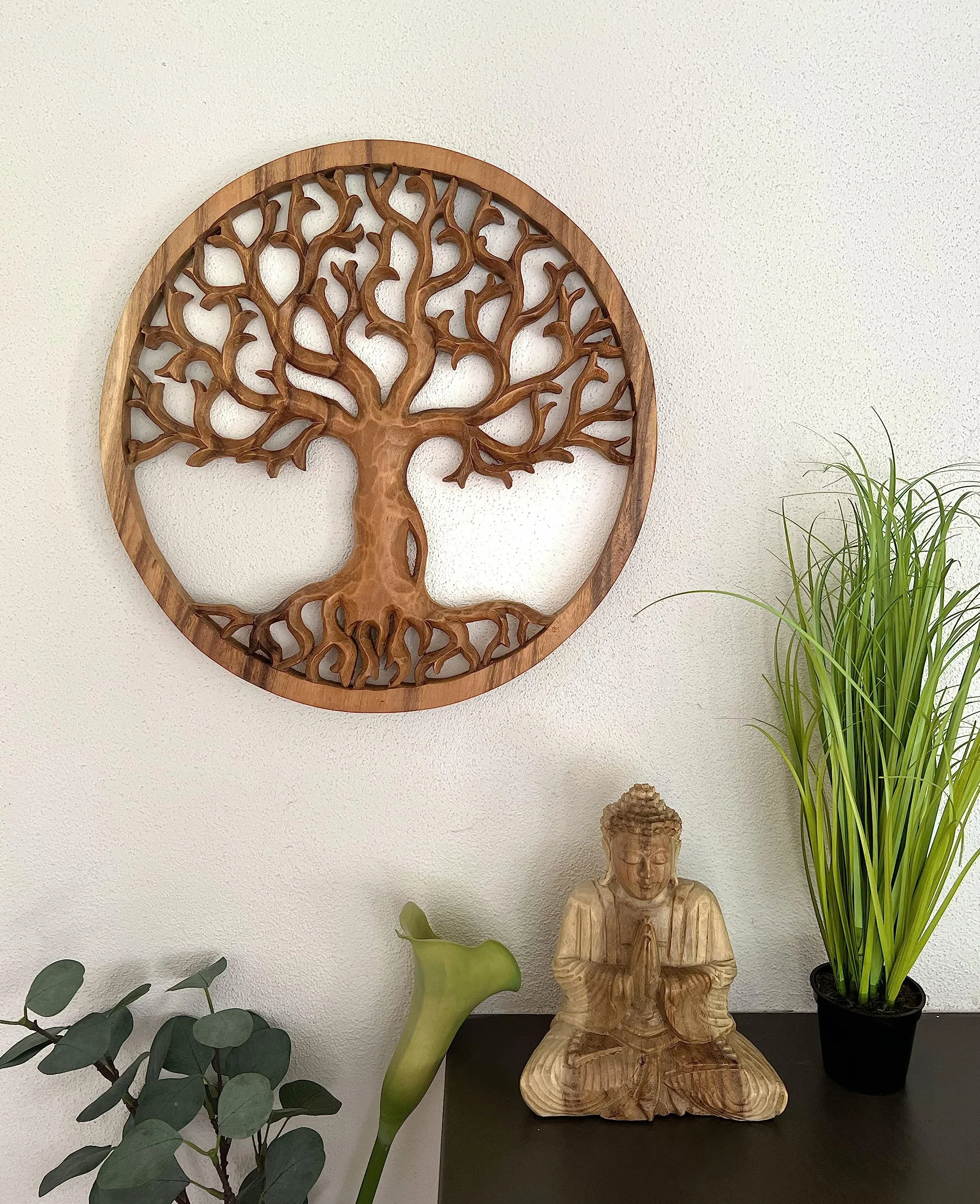 Trintura Albero della vita in legno, 40 cm, decorazione da parete in legno di acacia, idea regalo, decorazione da parete, albero della vita