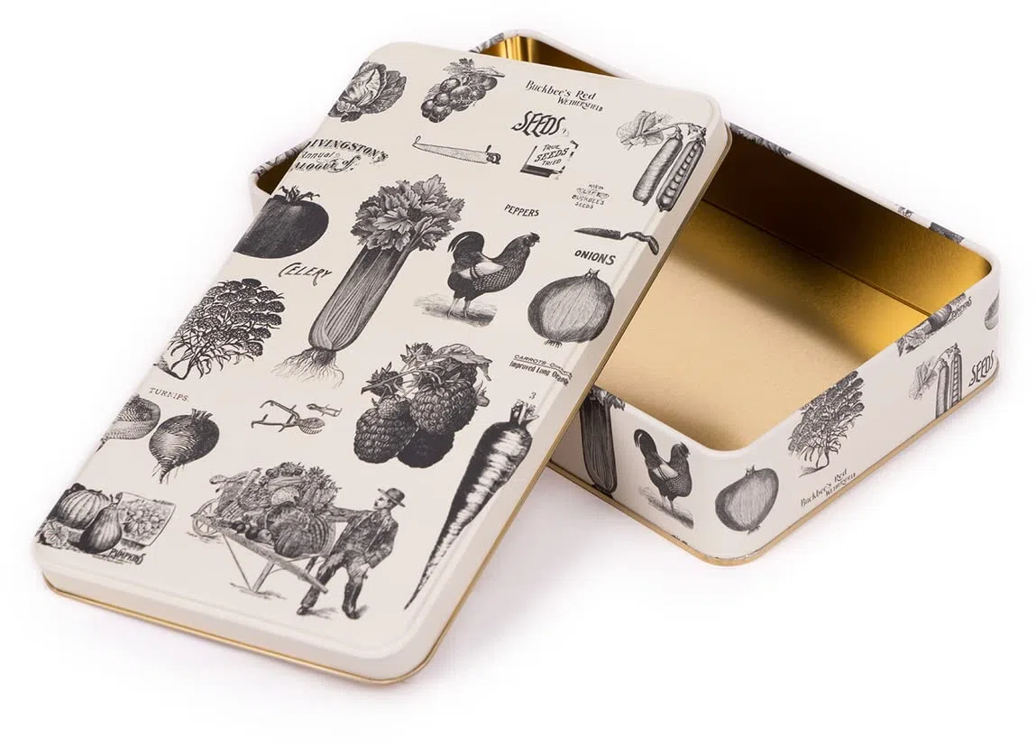 NOTIQUE Scatola di latta in metallo con coperchio, stile nostalgico, scatola per biscotti, contenitore per piccoli oggetti, collezione Herbarium (Retro)