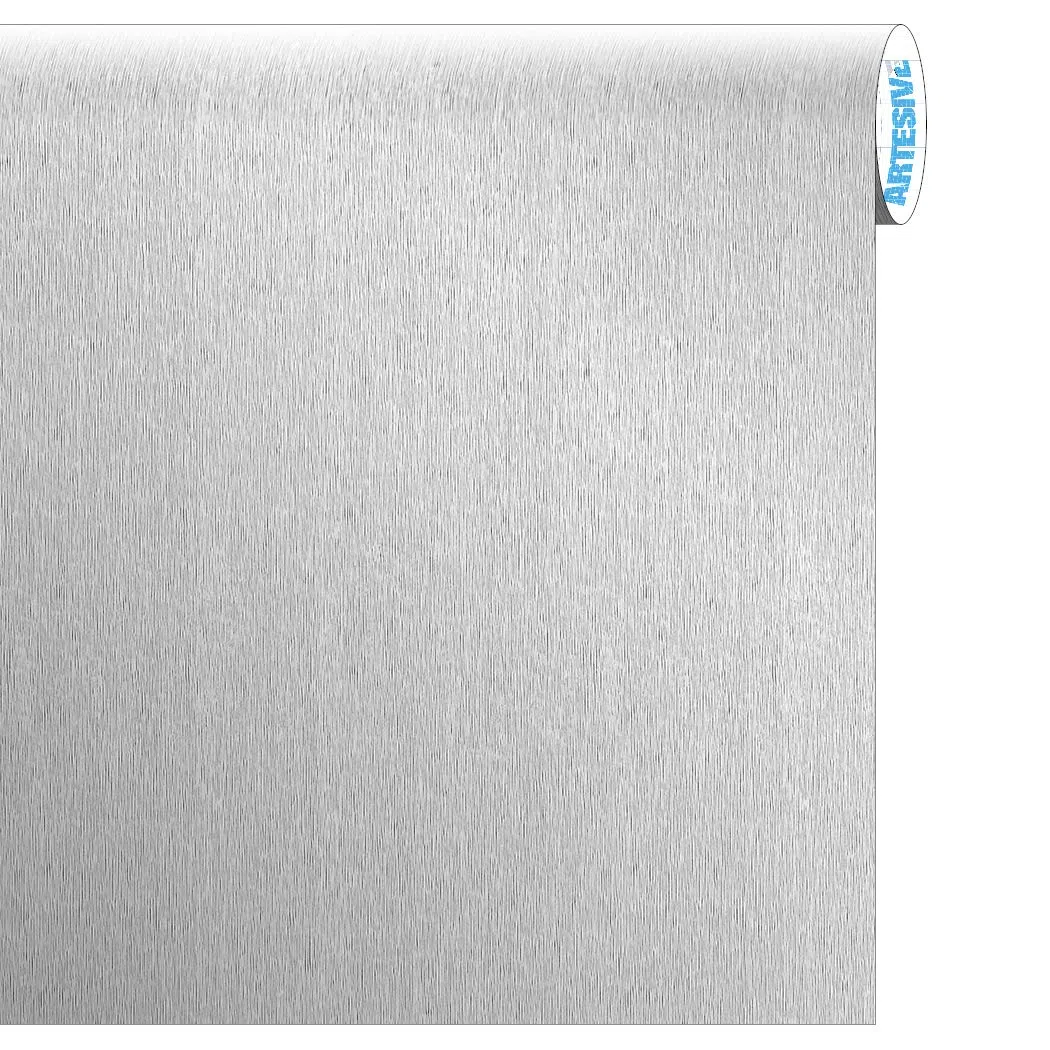 ARTESIVE TEC-017 Acciaio Satinato Opaco larg. 90 cm AL METRO LINEARE - Pellicola Adesiva in vinile effetto metallo per interni per rinnovare mobili, porte e oggetti di casa