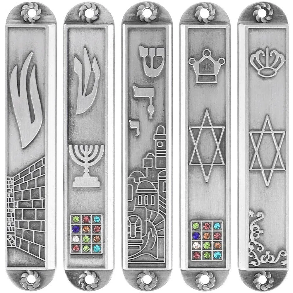 Mezuzah Placca in Metallo Artigianato 5 Pezzi Mezuzah Porta Accento Facile Installazione Mezuzah Religiosa Custodia Porta Mezuzah