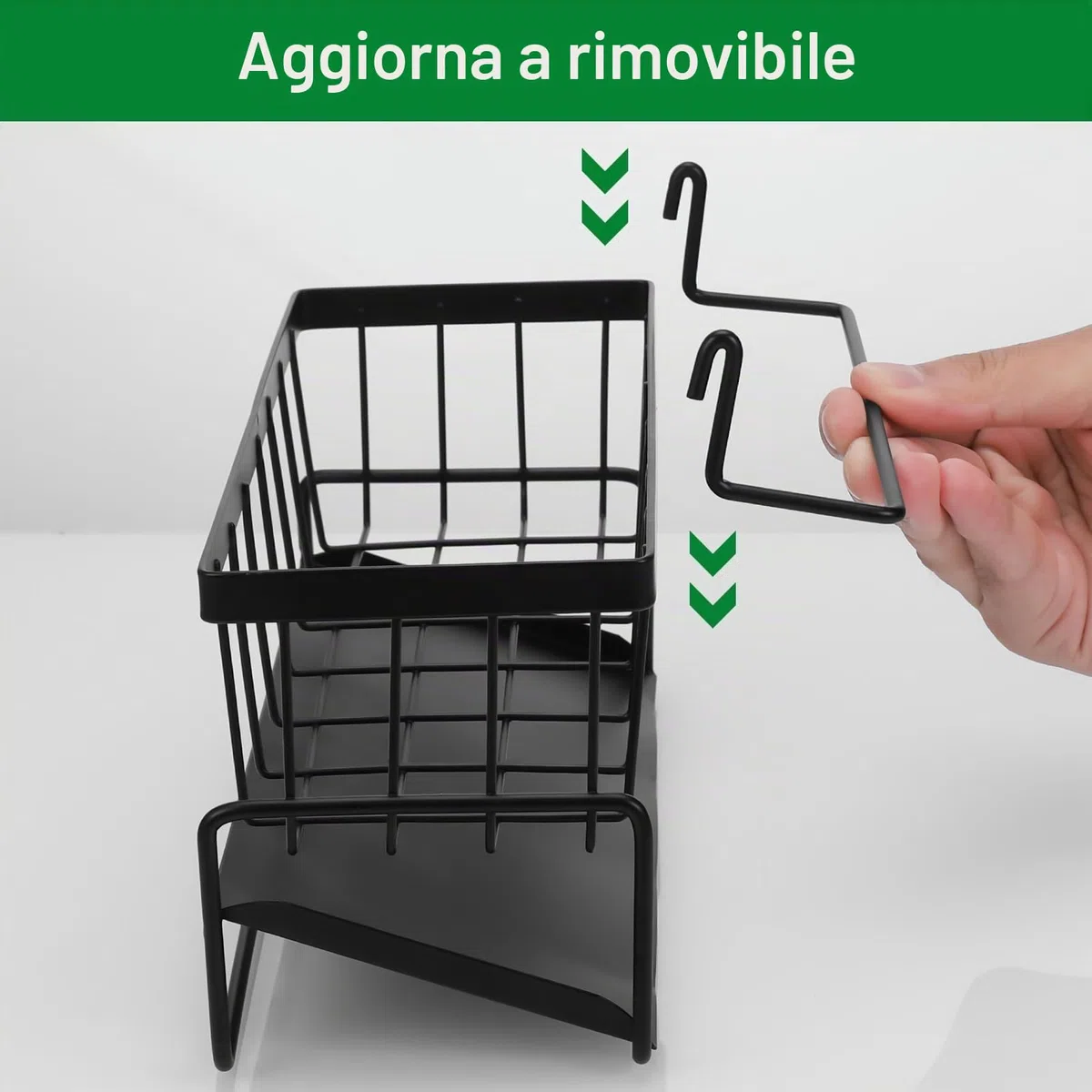 Porta Spugne Cucina Lavello, Acciaio Carbonio Organizzatore Lavello Cucina con Vassoio Gocciolamentoe Portasciugamani, Organizer Lavello Cucina per Spazzole Stracci Spugne, Nero
