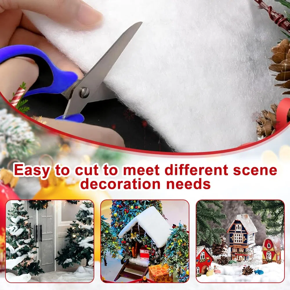 LPAMABA 2 Coperta di Neve Natale 80 cm x 240 cm Tappetino da Neve per Decorazioni Natalizie Neve Finta per Villaggio Natalizio Neve Finta Decorativa per Albero di Natale (Bianco)