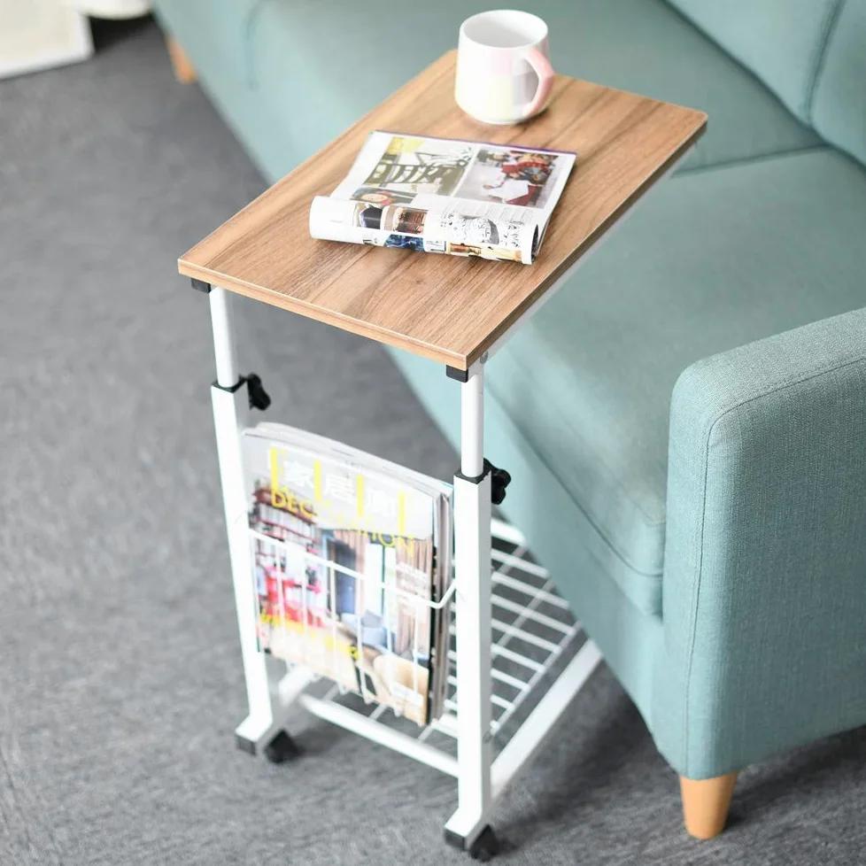 sogesfurniture End Table,Portatile Tavolo Laptop con Ruote,Tavolino,Compatto Tavolo per PC Notebook Tavolino per caffè Tavolino da Scrivania,Altezza Regolabile,Quercia BHEU-C6-OK