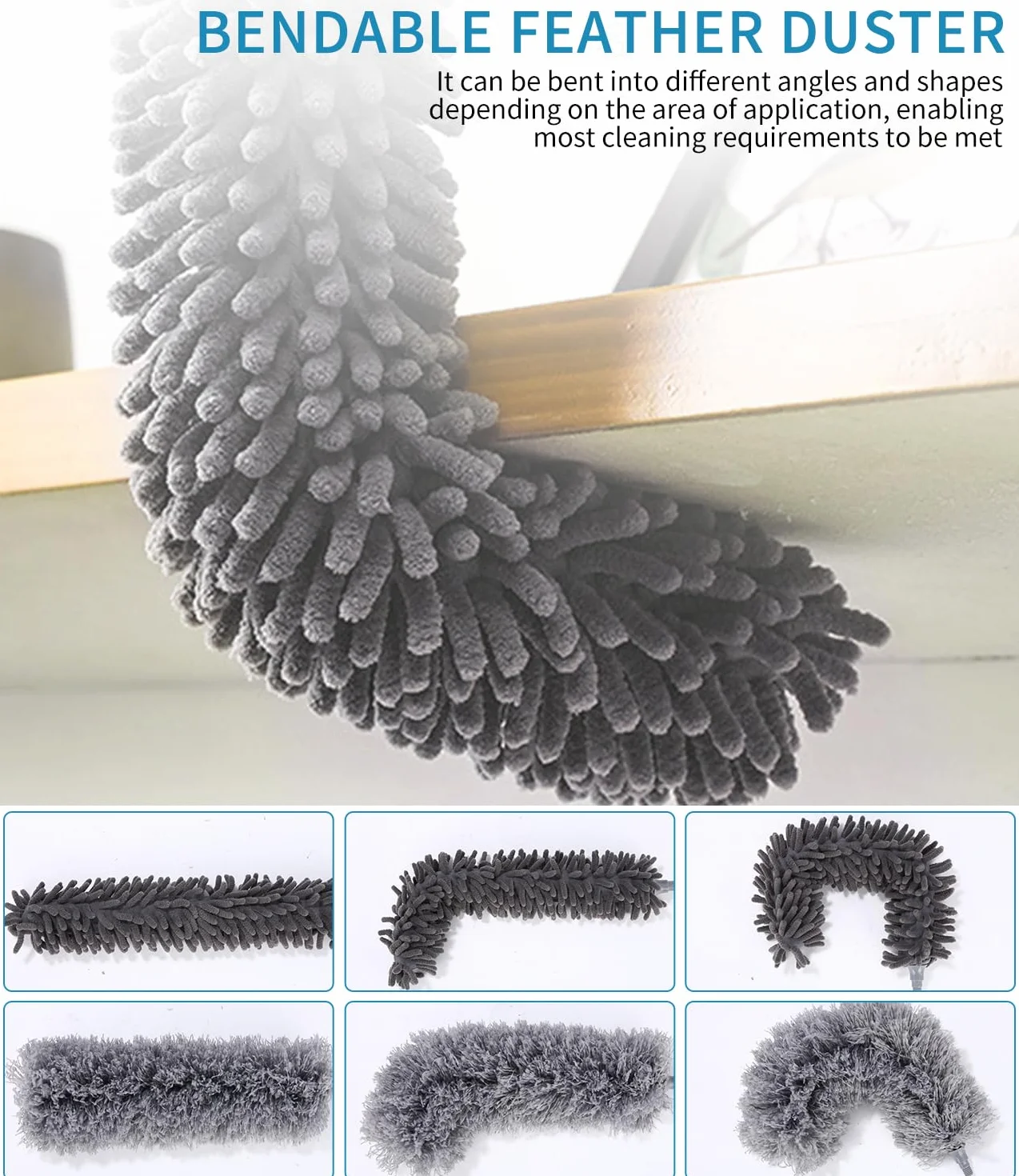 7 Pezzi Spolverino per Polvere Microfibra Lavabile, Togli Ragnatele Allungabile 27-256 cm,Bastone Telescopico per Pulizia, Spolverino Telescopico per Ragnatela,TV,Ventilatori Soffitto,Tapparelle,Tetti