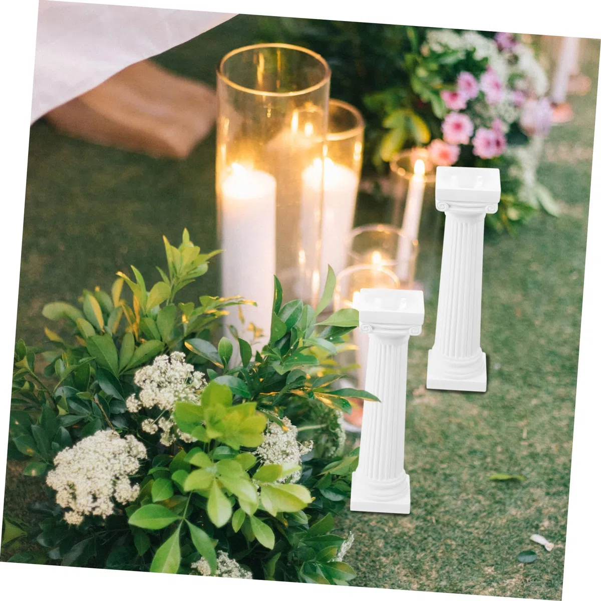 Colonne Romane Decorative Mini 4,5” in Resina Bianca, Sculture Per Decorazioni Casa, Matrimoni e Allestimenti Fotografici, Set Da 6 Pezzi