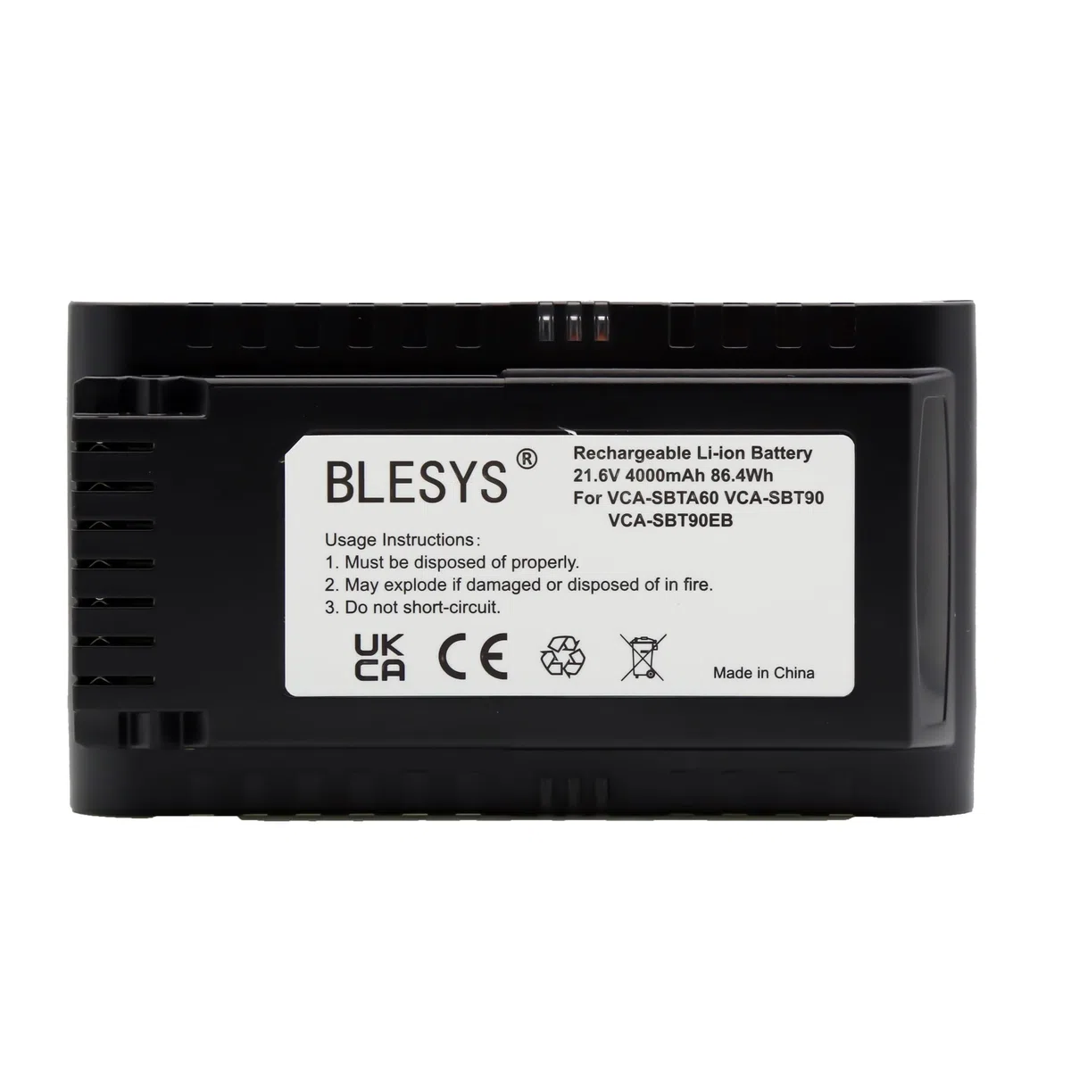 BLESYS VCA-SBTA60 VCA-SBTA60/VT Batteria per Samsung Jet 60 Turbo Jet 65 Pet Pro Aspirapolvere VS15A6031R1 VS15A6031R4/ET VS15A60AGR5/WA 21,6V 86,4Wh