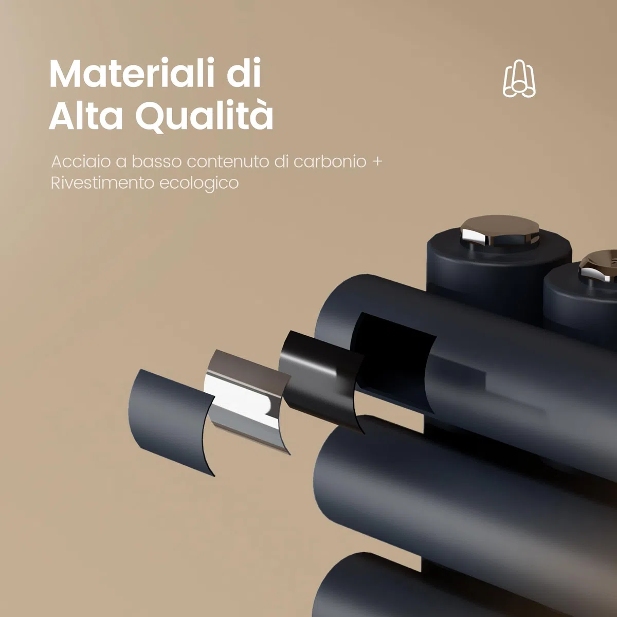 EMKE Scaldasalviette termoarredo a acqua calda per bagno, 1265 x 600 mm, Tubo rotondo Porta asciugamani, Scaldasalviette con attacchi laterali,Antracite 776W