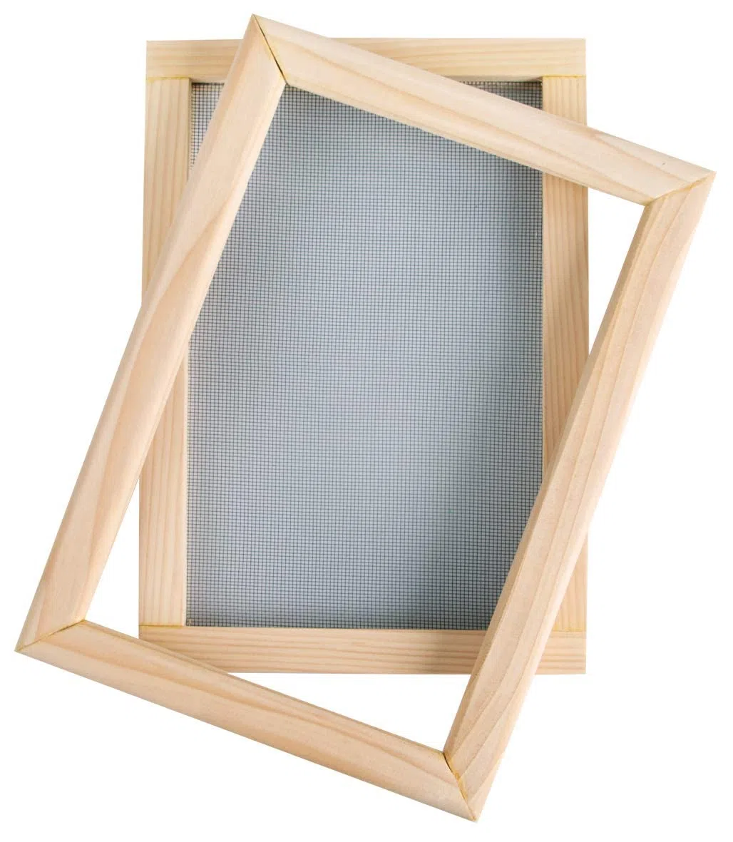 Rayher stampo doppia cornice per carta fatta a mano, naturale, con rete, formato carta 24x15,5cm, per lavori creativiy, 27001505