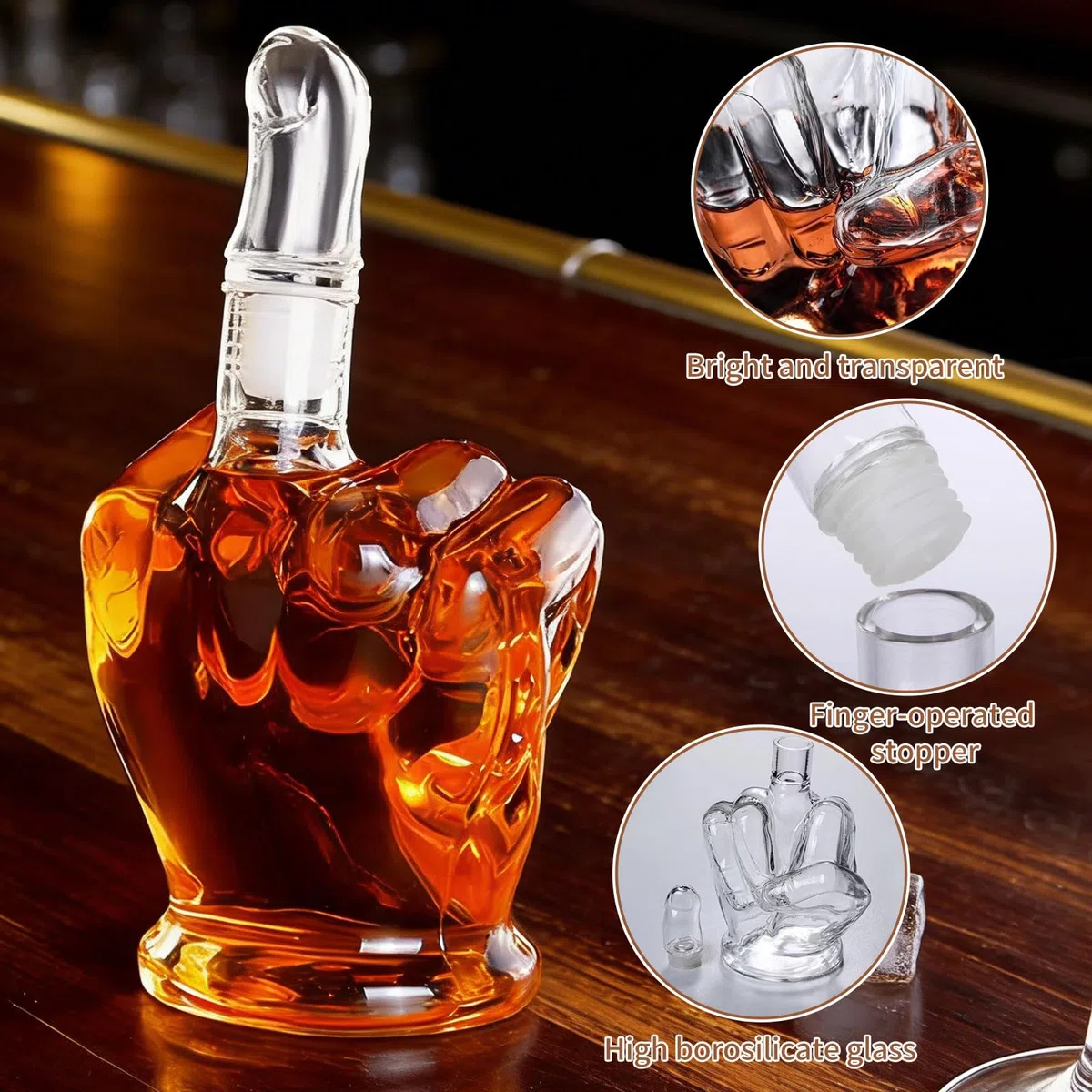Decanter per whisky in vetro 3D da 1 litro, statua artistica creativa con tappo, divertente decorazione per casa e bar, regalo unico per uomini, papà, fidanzato, marito