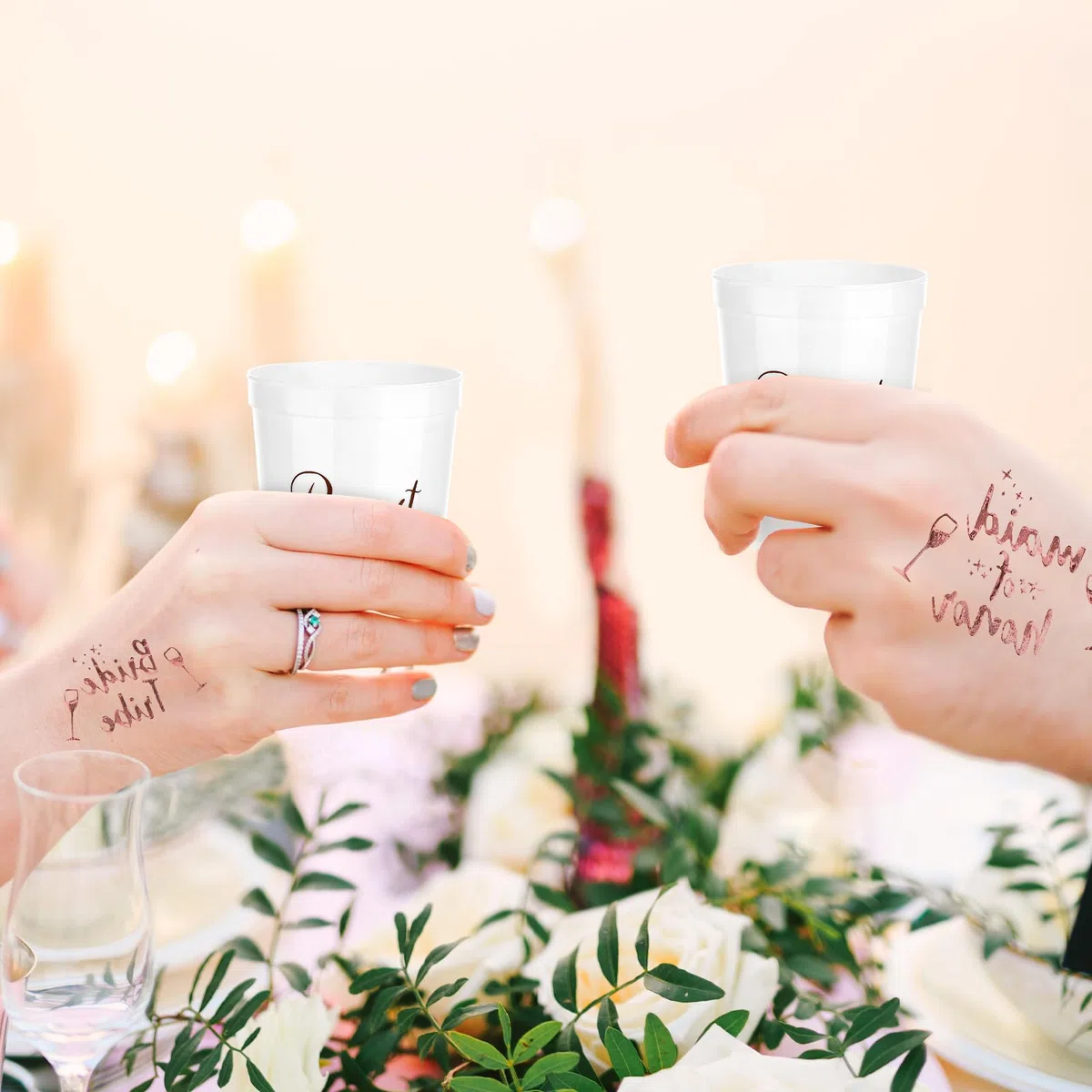 14 Pezzi Tazze JGA, Tazze Sposa e Squadra Sposa con Tatuaggi, Accessori Donna Addio al Celibato, Decorazione Sposa per Addio al Nubilato, Festa di Fidanzamento, Festa di Addio al Celibato