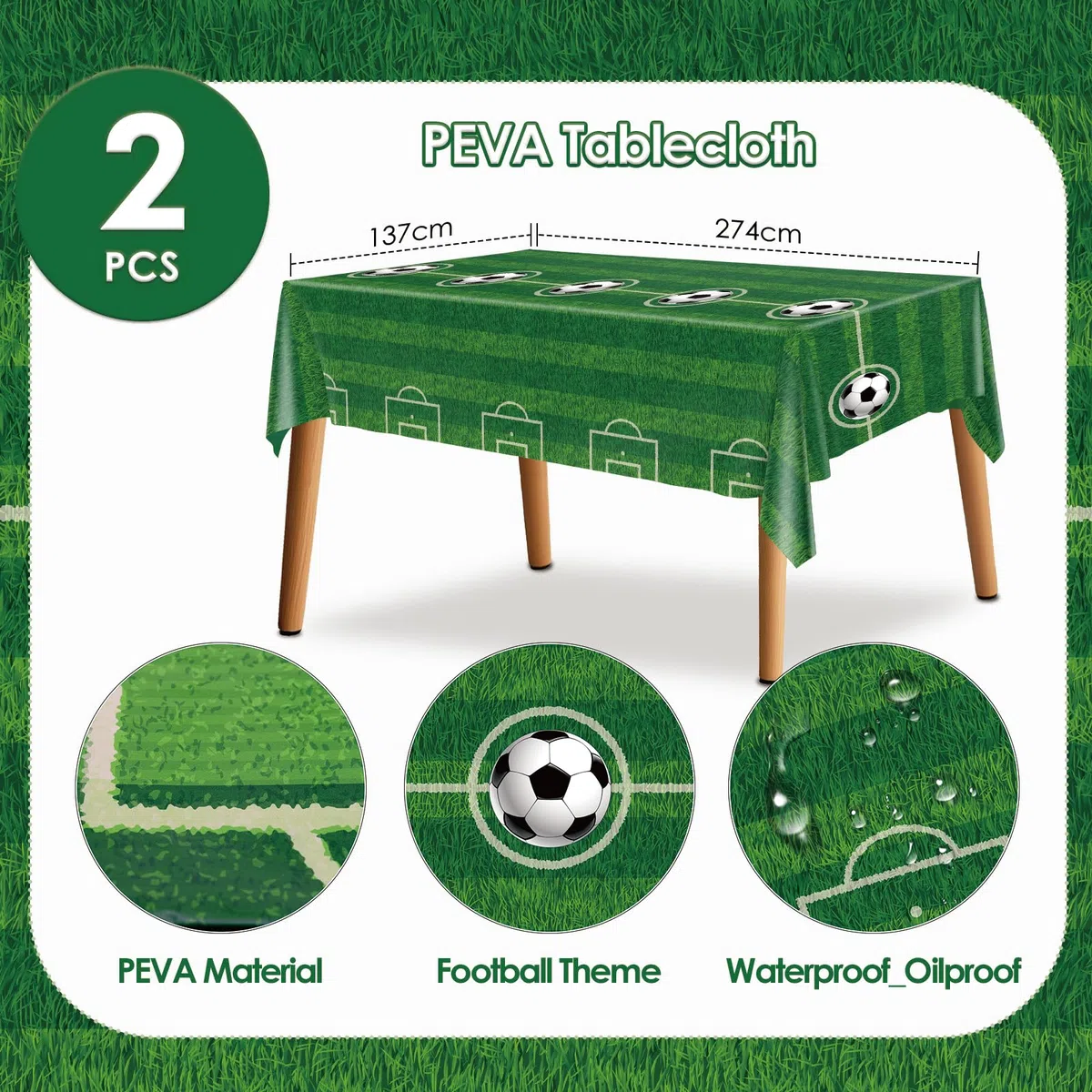 BFB Tovaglie Calcio 2 pezzi GOAL Tovaglie usa e getta per feste 274 x 137 cm