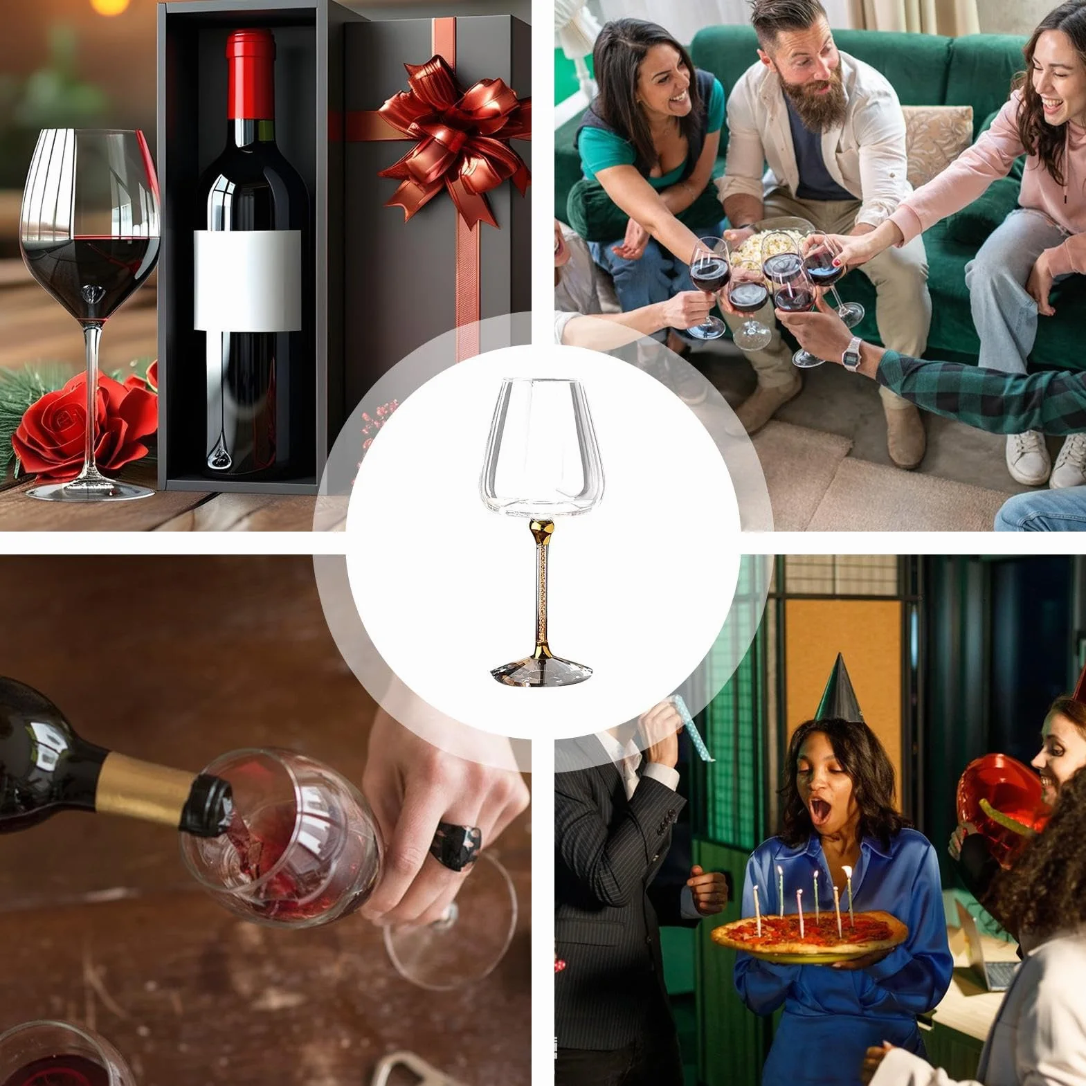 Calice Da Vino Rotante, Calici Da Vino E Bianco Rotanti A Stelo Lungo, Calici Rotanti Creativi Per Vino, Whisky, Champagne E Cocktail