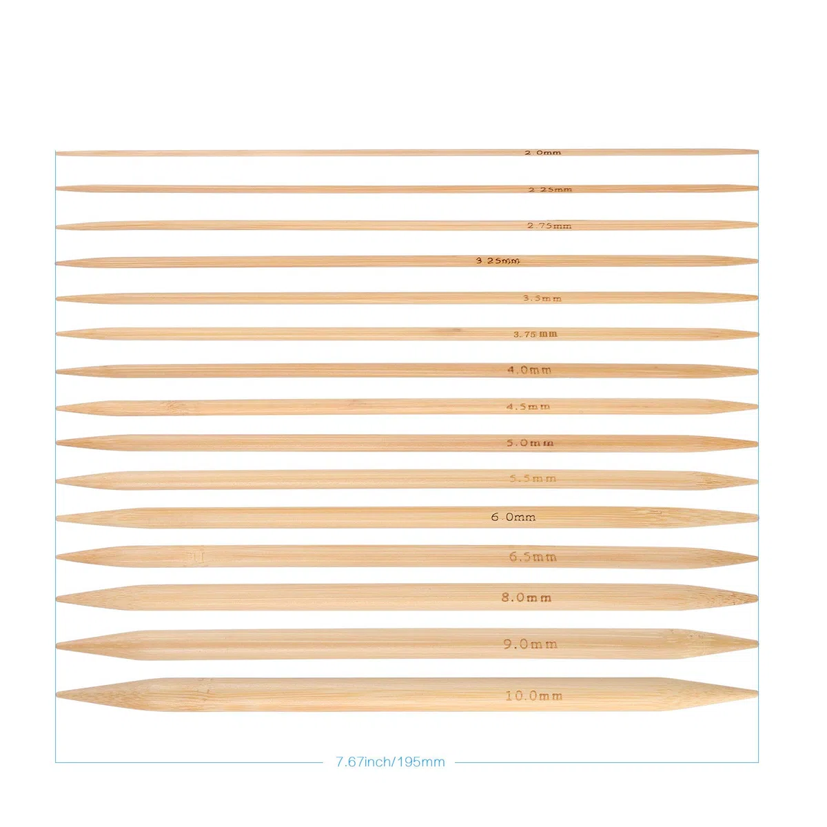 75 Pezzi Set di Ferri a Doppia Punta,15 Dimensioni Ferri da Maglia in Bambù, 2mm 2.25mm 2.75mm 3.25mm 3.5mm 3.75mm 4mm 4.5mm 5mm 5.5mm 6mm 6.5mm 8mm 9mm 10mm
