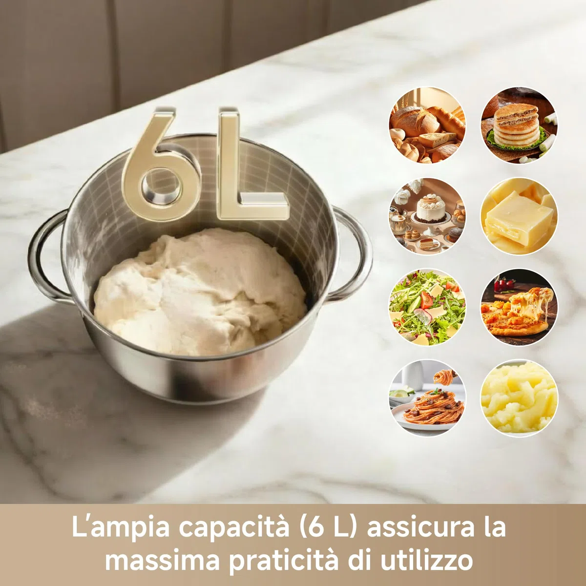 DREAME BioKnead Impastatrice Planetaria. Doppio Gancio Brevettato e Motore CC Silenzioso da 800 W con Ciotola da 6 L, Display Digitale, 12 Velocità e Numerosi Accessori per Ogni Attività, Bianco