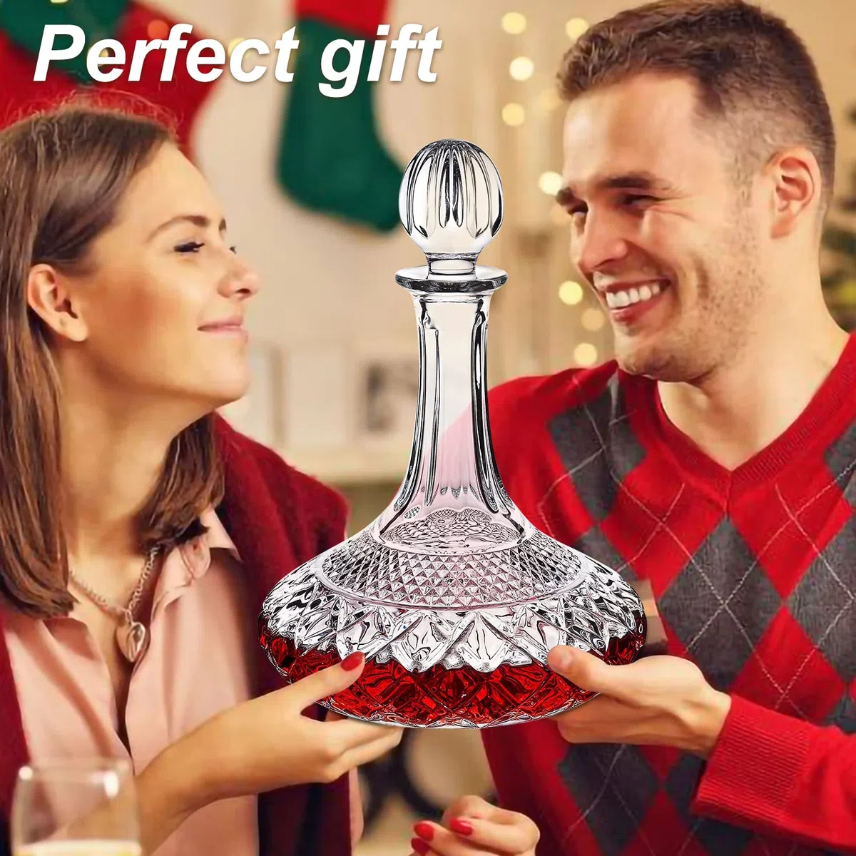 Decanter per vino in cristallo con tappo - Top vino rosso caraffa caraffa con scatola di lusso. Elegante regalo per uomo/donna