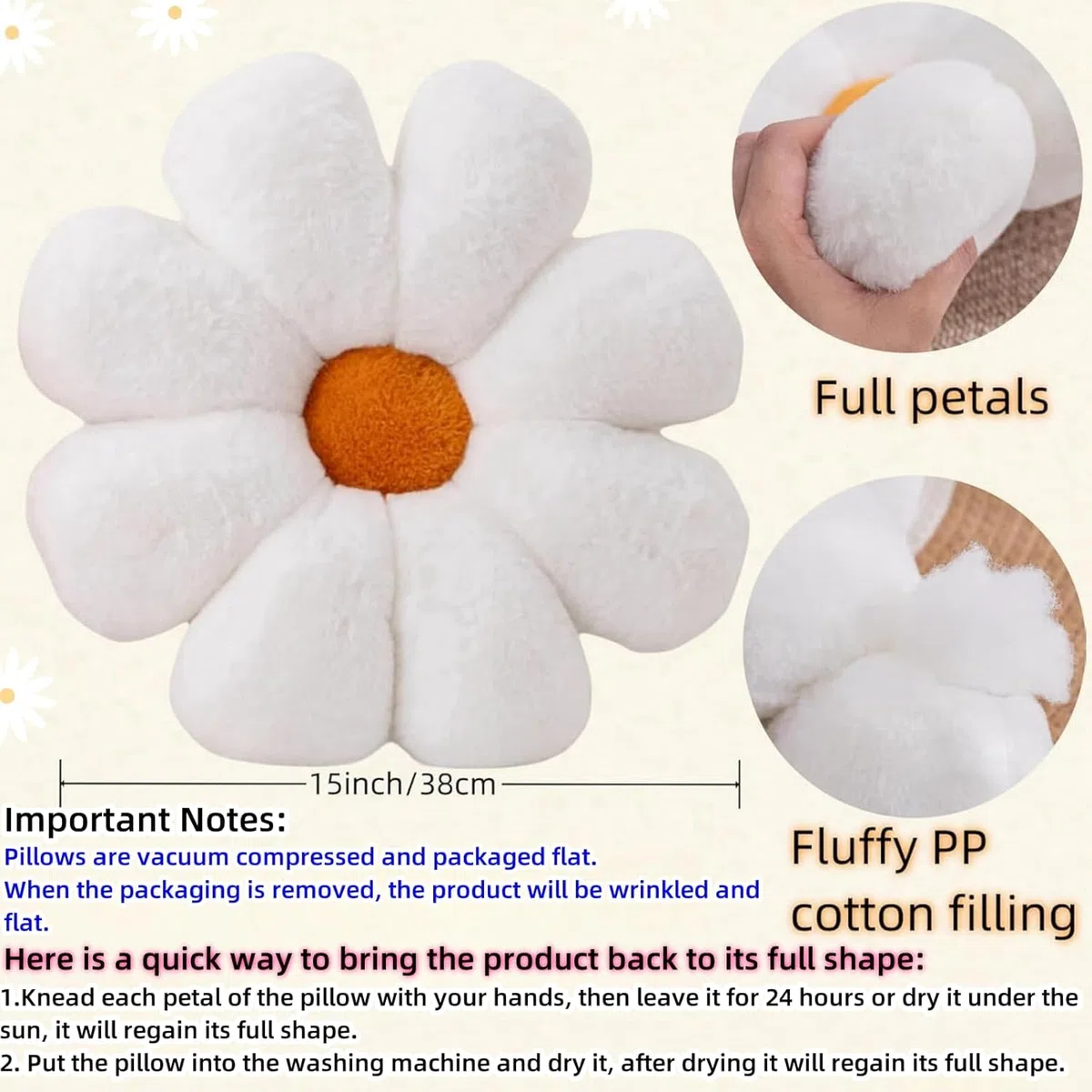 Aryan Fiore Cuscino da Terra, Cuscini da Terra con Fiori Estetici, Cuscino in Velluto Rosa, Decorazione della Stanza Preppy per Camera da Letto, Divano, Divano, 38cm (Rosa)
