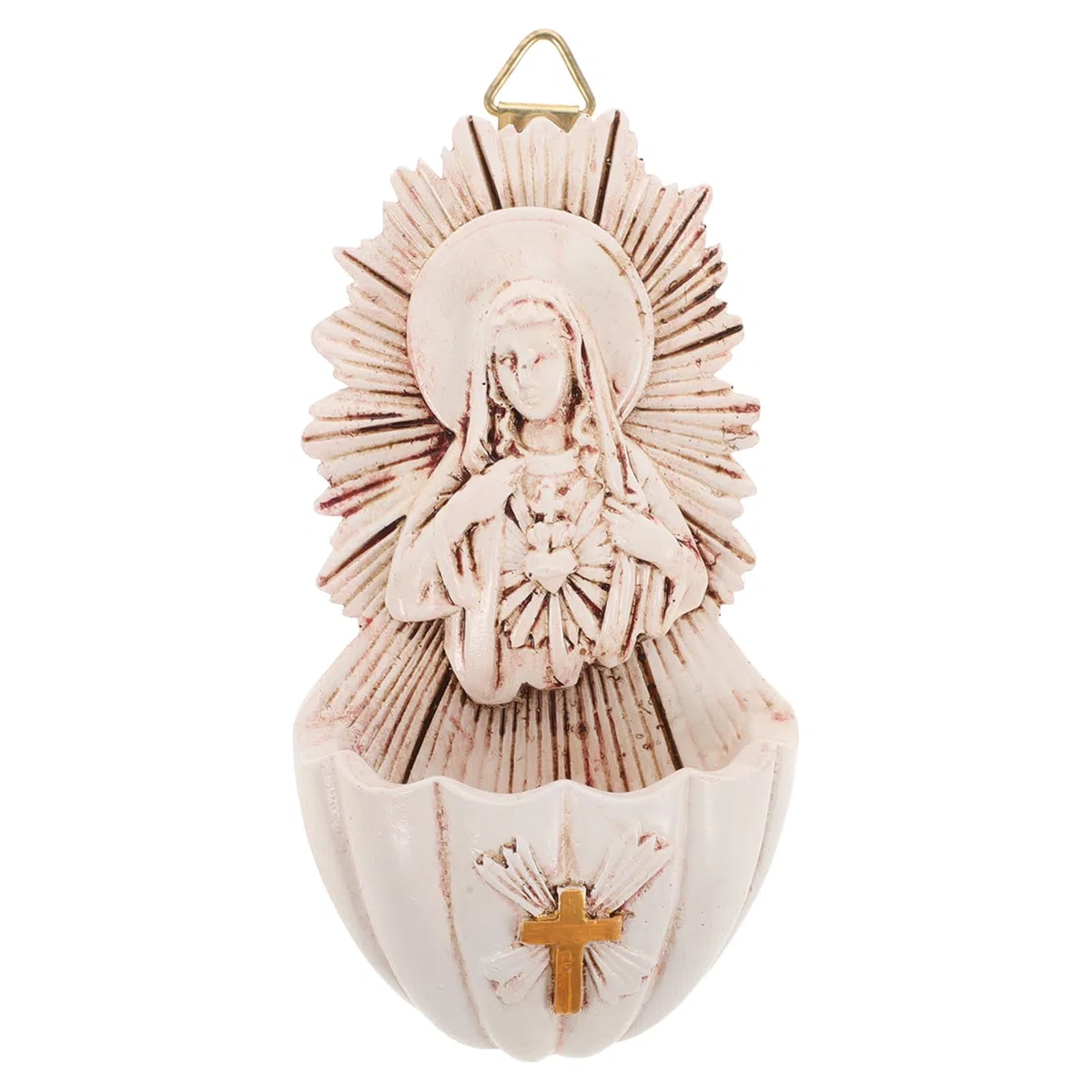 Amosfun Decorazione Da Parete Per Acquasantiera in Resina 4.7X1.4X2.4 Pollici Accessorio Per Ingresso Casa Cattolica Regalo Per Prima Comunione E Cresima Decorazione Murale Sacra