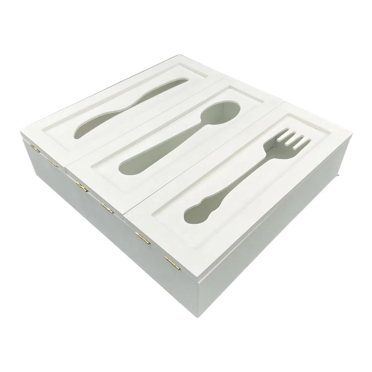 Gicos Porta Posate in Legno Colore Bianco 25X25X7 CM