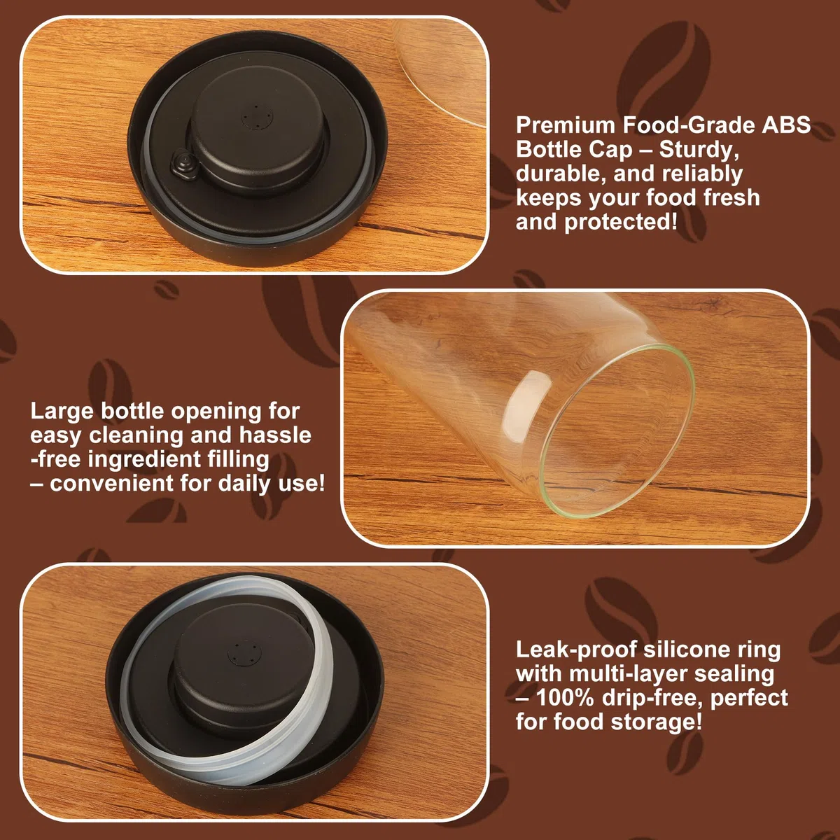 Contenitore per Barattolo sottovuoto caffe da 1800 ml, design a pressione per il vuoto, Barattolo caffe di grande capacità, contenitore per la conservazione dei chicchi di caffè a prova di umidità