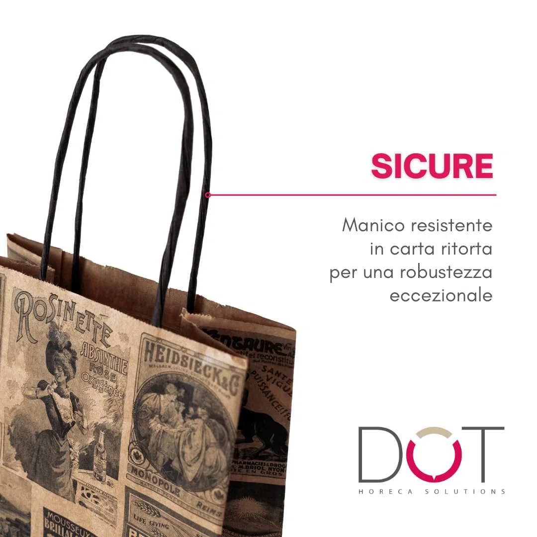 DOT Horeca Solutions Sacchetti Portabottiglia Vintage 14x8x40 cm, 25 Pezzi