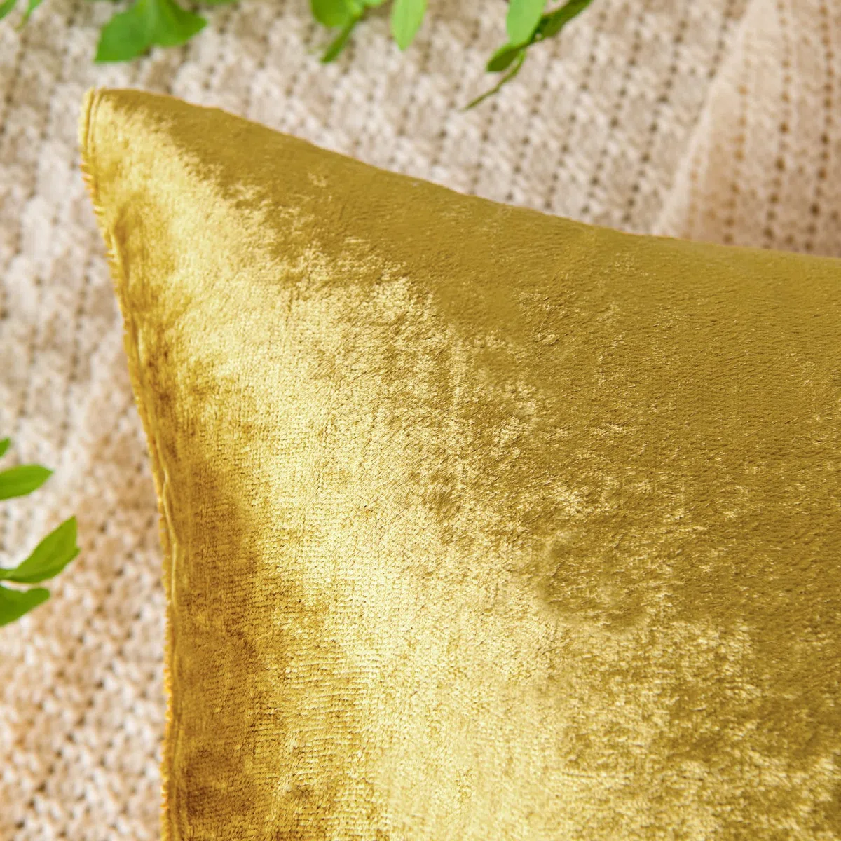 EMEMA Federe in velluto Copricuscini Decorativi Fodere Quadrate per Cuscino per Divano Camera da Letto Casa 40x40 cm Confezione da 2 Oro Luxueux