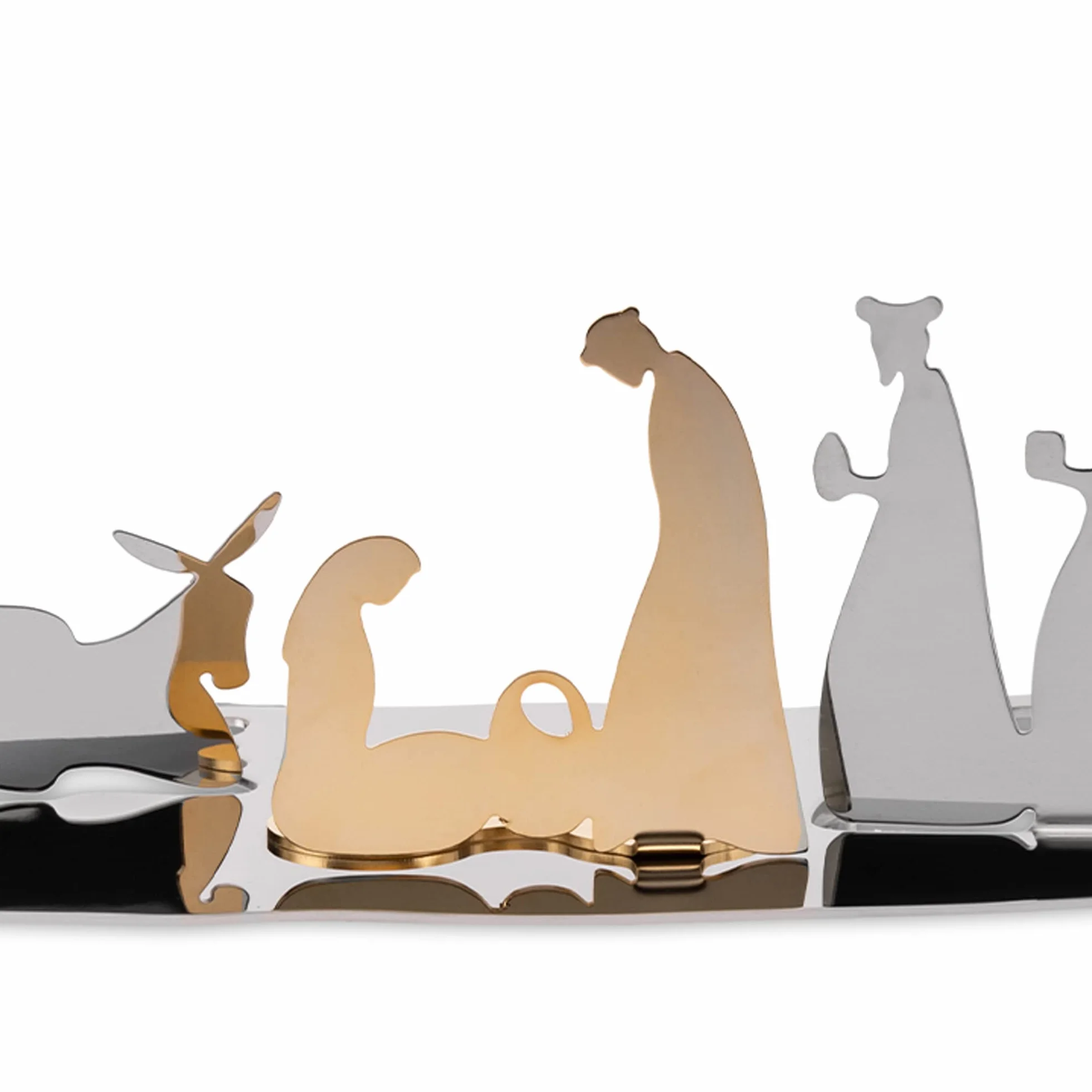 Alessi Bark Crib BM09 - Presepe di Design in Acciaio Inossidabile con Particolari Dorati, Lucido
