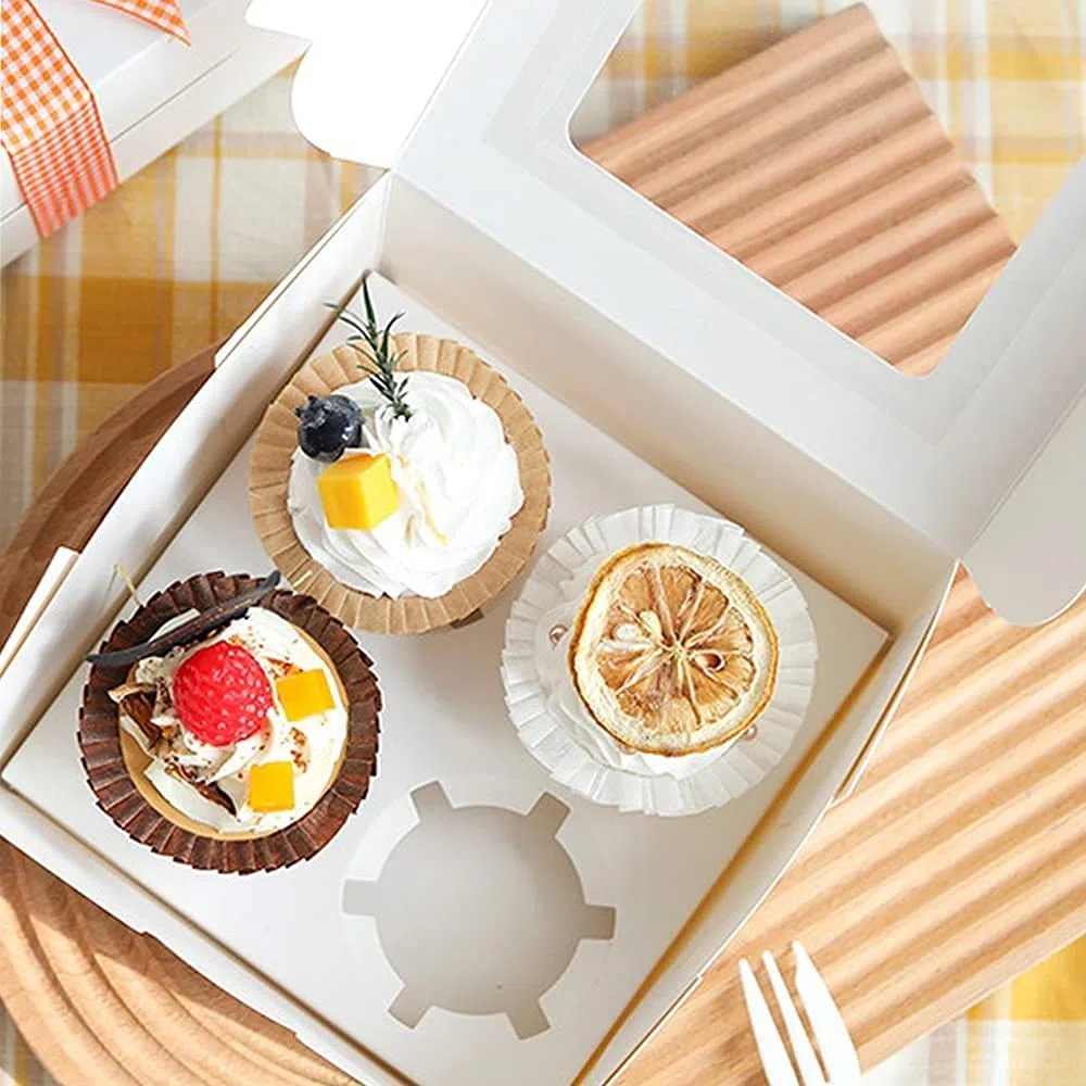 15 x 4 Cavity Scatole per Cupcake e Torte con Finestra e Inserti