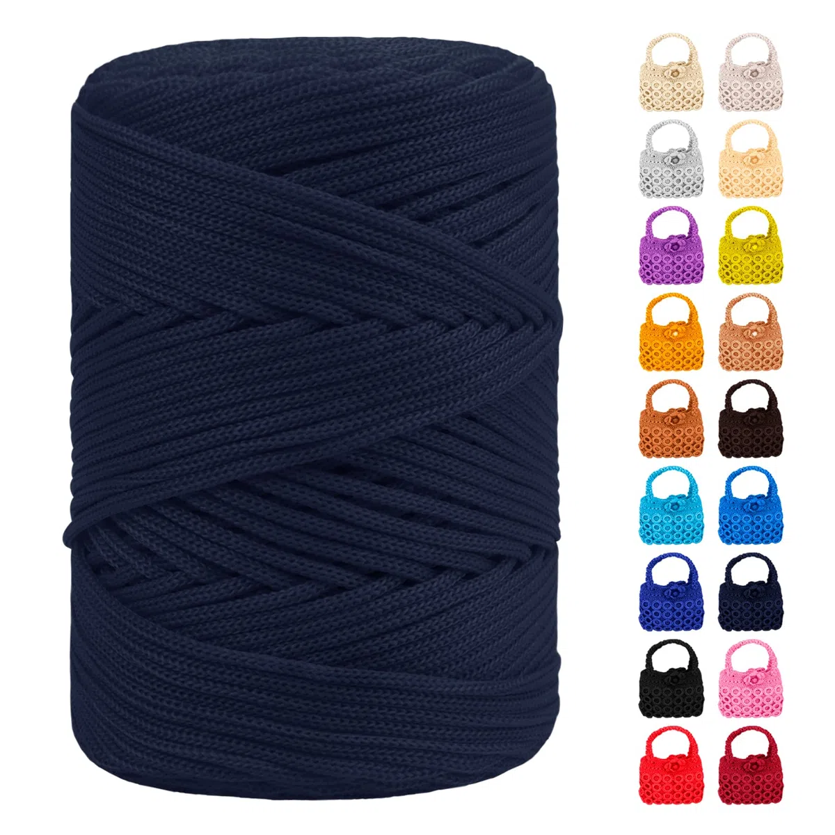 Cordino per Borse Uncinetto, Corda Macrame 3mm x 170m Corda in Poliestere Filo Macrame, Cordoncino per Borse a Uncinetto, Fai Da Te, Regalo per Maglieria (Blu Scuro)