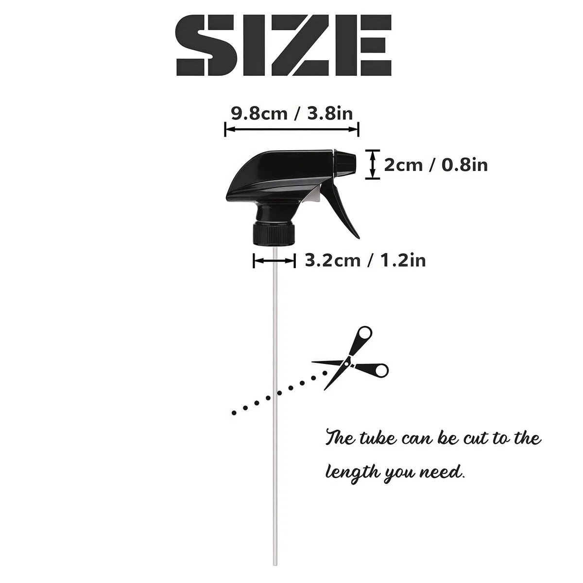 6 ugelli di ricambio per bottiglie a spruzzo in plastica resistente per nebulizzazione spray testa standard Boston rotonda ugello per la pulizia dell'irrigazione, Nero , M