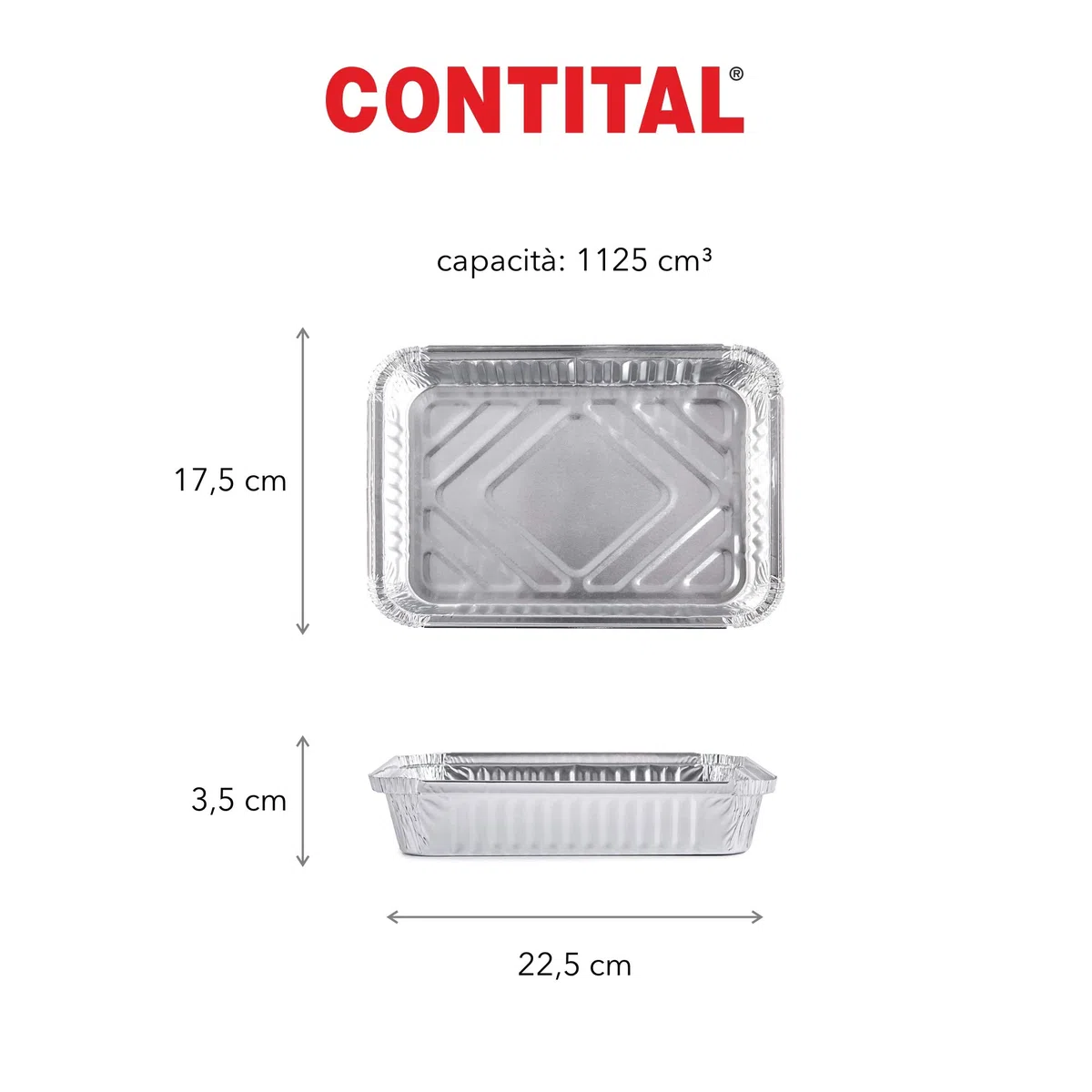 CONTITAL R29L Vaschette Alluminio Grandi 4 Porzioni con Coperchio | Teglie Monouso per Microonde, Contenitori Asporto, Linea Professionale - 50 Pezzi