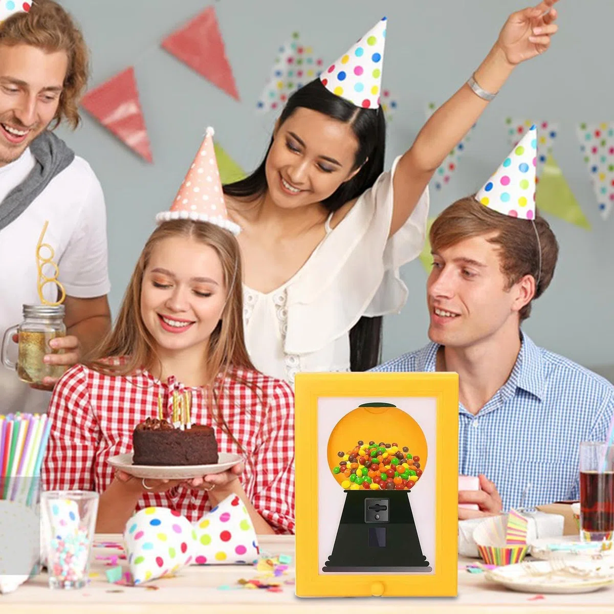 Cornice per dolciumi | Distributore gomme masticare 2 in 1 | Distributore caramelle Handys Candy Frame parete | Distributores gomme masticare creativo contenitore snack giocattolo decorazione casa