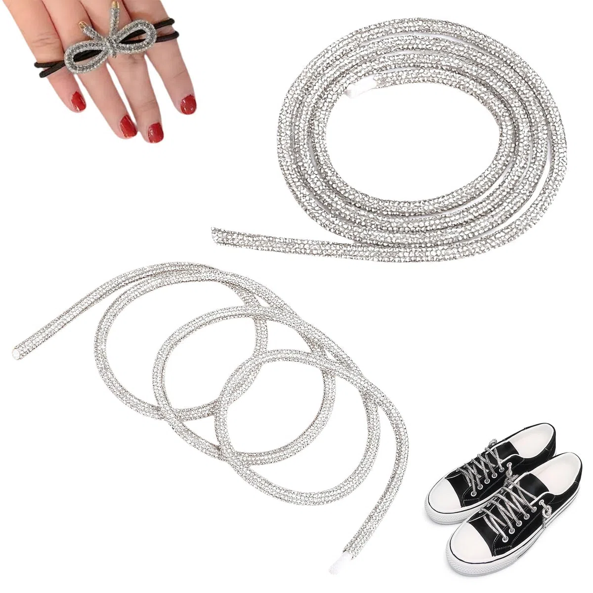 2 Pezzi Rifinitura di Catena di Chiusura con Cristalli, 1m/3.3ft Strass Passamaneria Gioiello Catena Strass Rhinestone di Cristallo Chiudi Trim Passamaneria Gioiello per Vestiti Scarpe