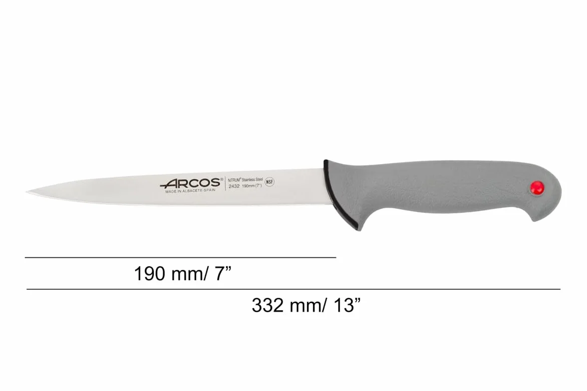 Arcos Serie Colour Proof - Coltello di Filetto Coltello Bistecca - Lama Acciaio Inossidabile Nitrum 190 mm - Manico Polipropilene Coperto da Elastomer Colore Nero