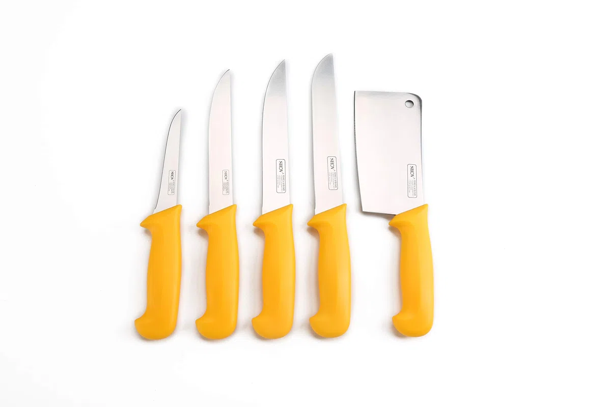 Shov - Set di coltelli da macellaio, 5 pezzi, in acciaio inox, qualità professionale