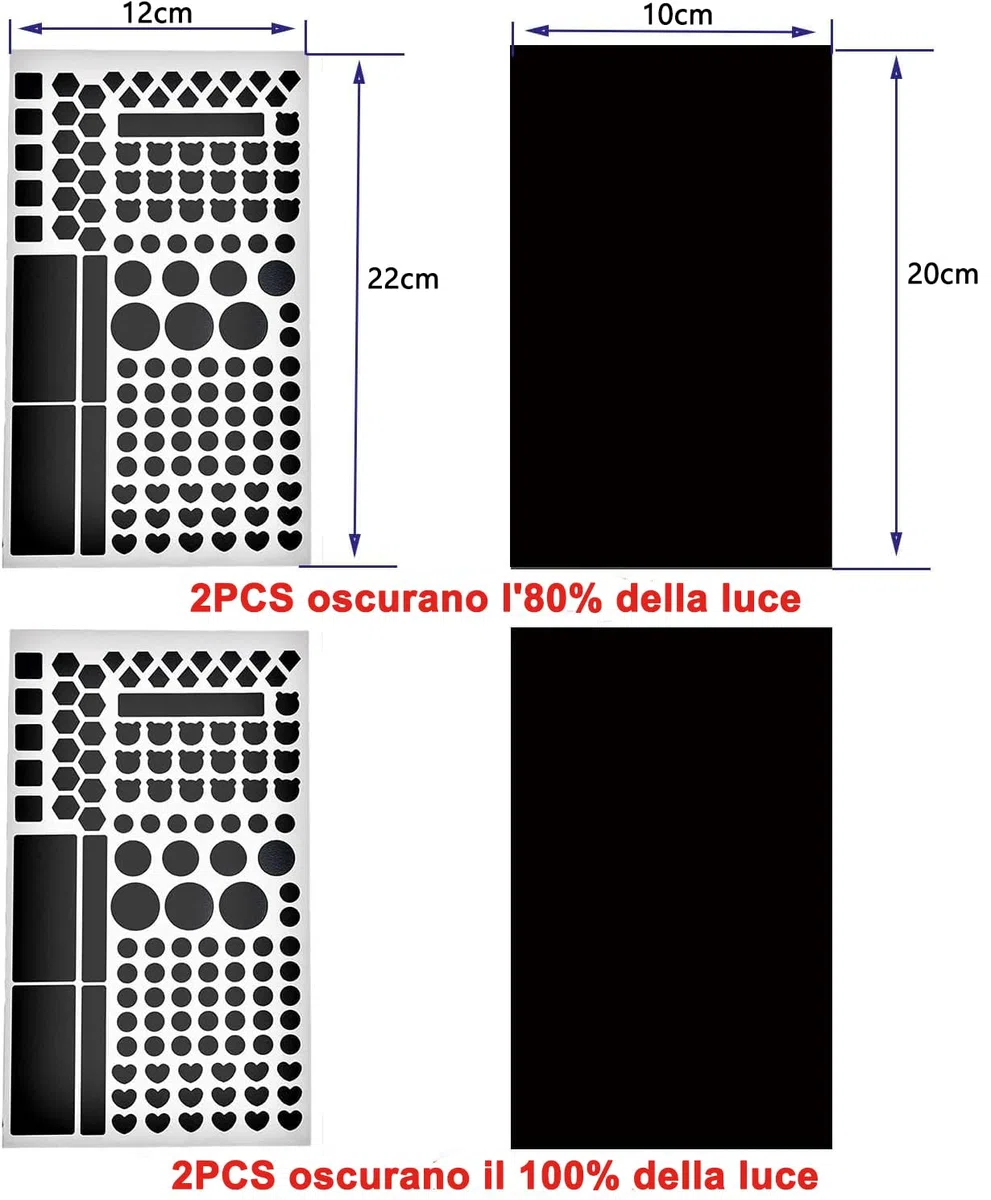 Adesivi Oscuranti LED, 4 Fogli Blocca Luce 80%/100% per Ventilatori da Camera, Condizionatori d'Aria, Router - Nero