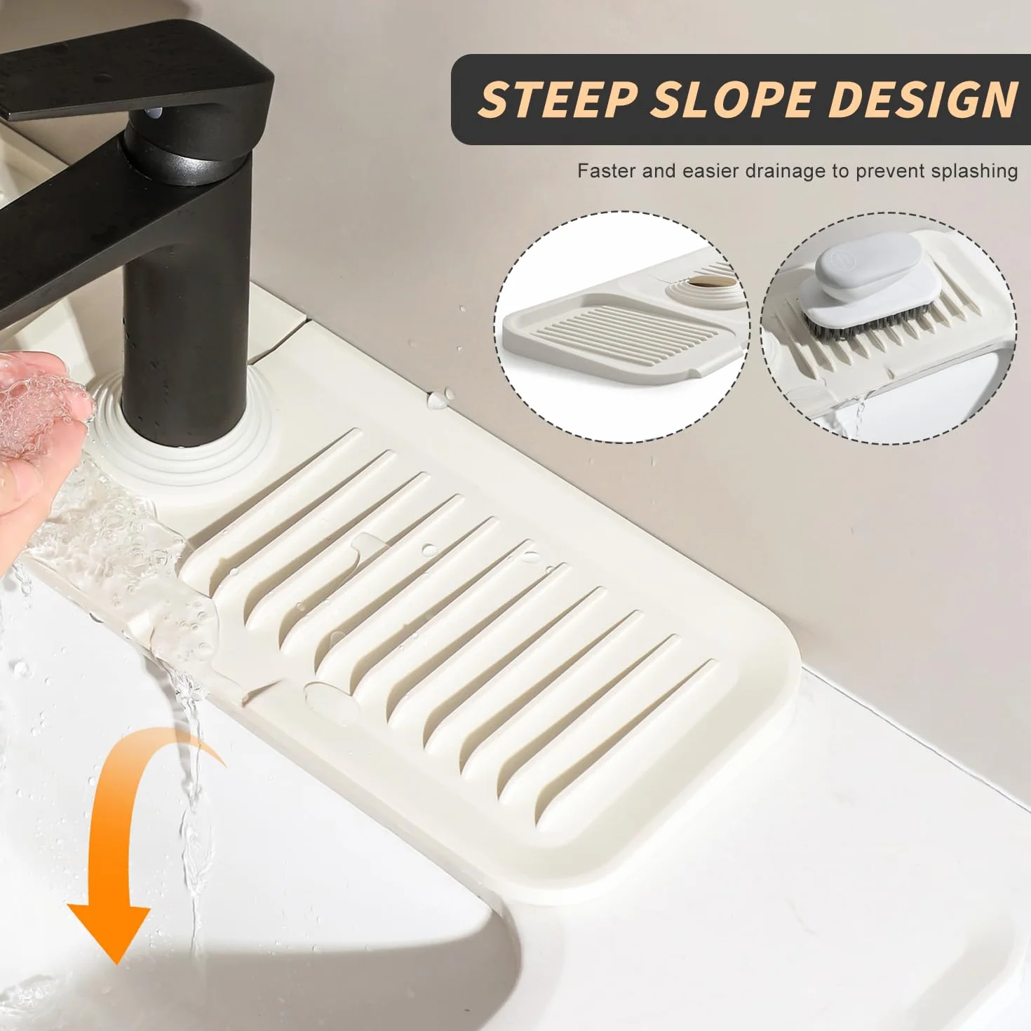 Tappetino Drenante In Silicone, Tappetino Silicone 45 * 10 Cm, Adatto Alla Maggior Parte Dei Rubinetti Tappetino Drenante Per Cucina, Beige Tappetino Drenante In silicone Cucina, 1 Pezzo