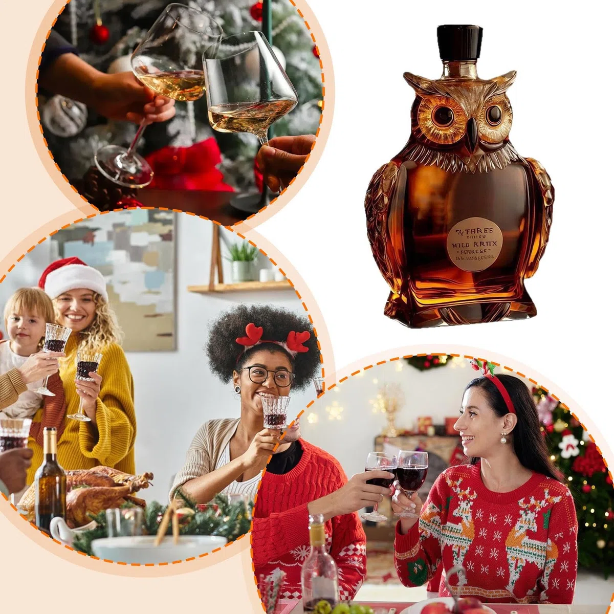 Decanter Per Whisky Bottiglia,35cl Forma Gufo Stile Vintage | Bottiglia in per Liquori,Regalo per Uomo Padre Fidanzato Nonno Marito - Ideale per Feste Riunioni Familiari e Natale
