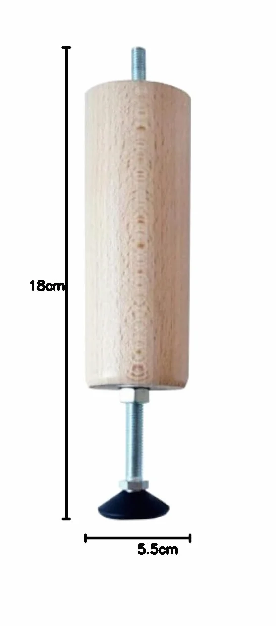 Margot Camaleonte Regolabile – Set di 4 Piedi di Rete, Legno, Vernice Naturale, 5,5 x 5,5 x 18 cm