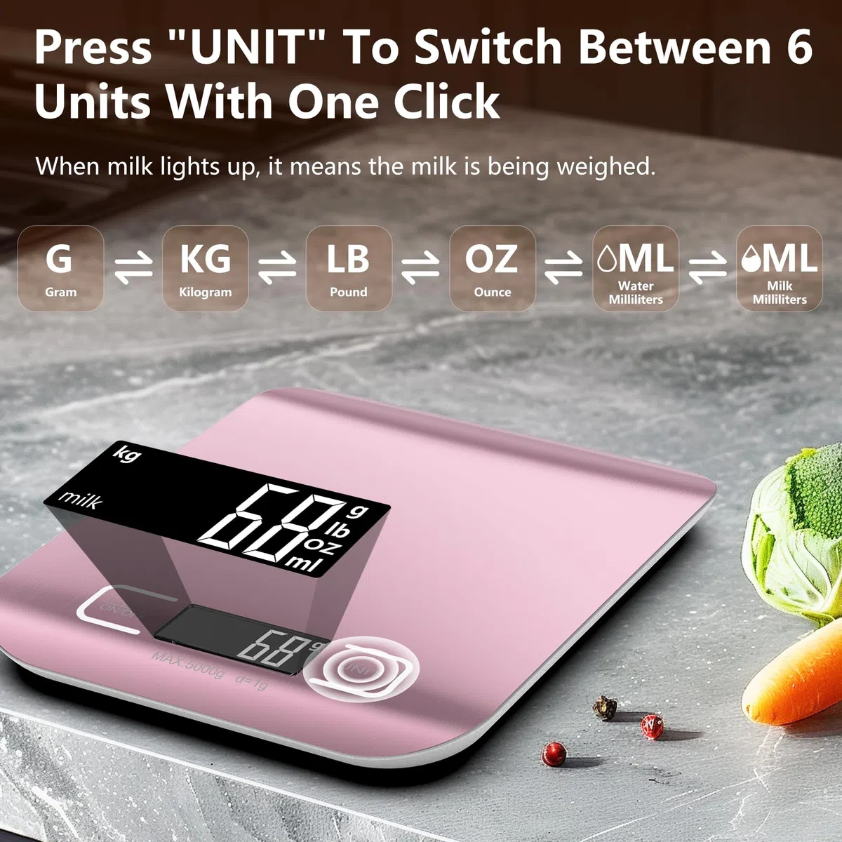 Bilancia da Cucina Digitale, GeeRic 10KG Bilancia per Cucina Elettronica ad Alta Precisione Display LCD In Acciaio Inox Funzione Tara Impermeabile Bilancia per Farina Gioielleria Tè Chicchi di Caffè