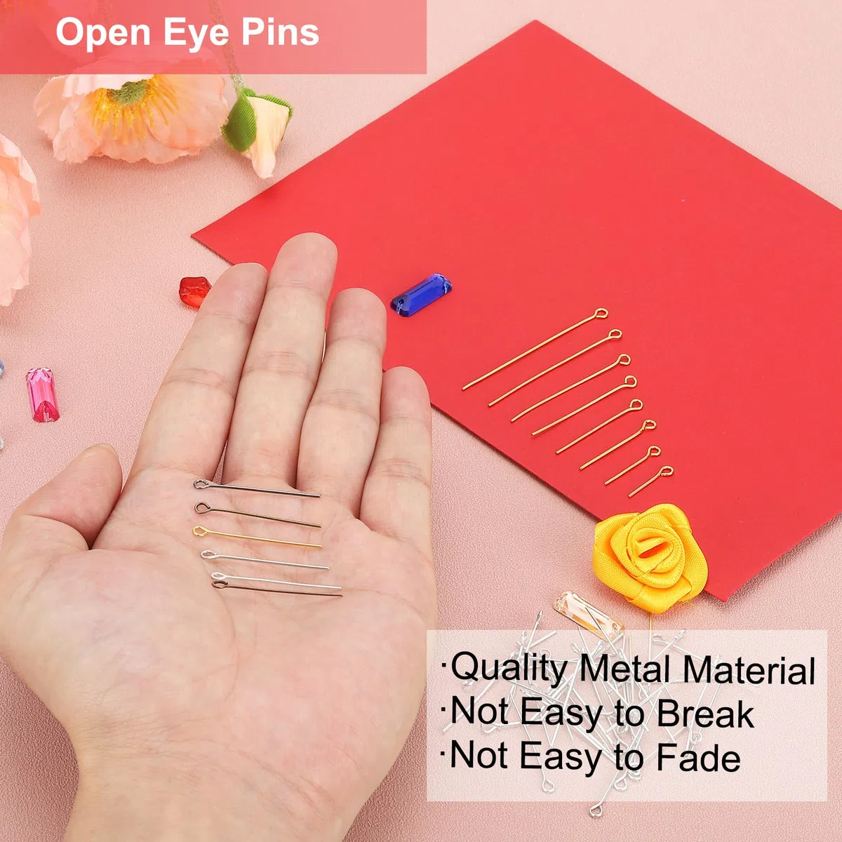 PATIKIL 20mm/30mm/40mm/50mm Chiodini Occhiello Aperti, 600pz Spilli Testa in Metallo Aghi Occhielli Spilli Dritti Pin per Creazione Gioielli Orecchini Collane Bracciali, Oro Chiaro