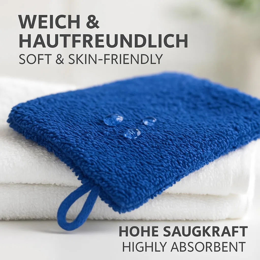 Betz 10 guanti da bagno manopola Palermo 100% cotone misure 16 x 21 cm colore blu