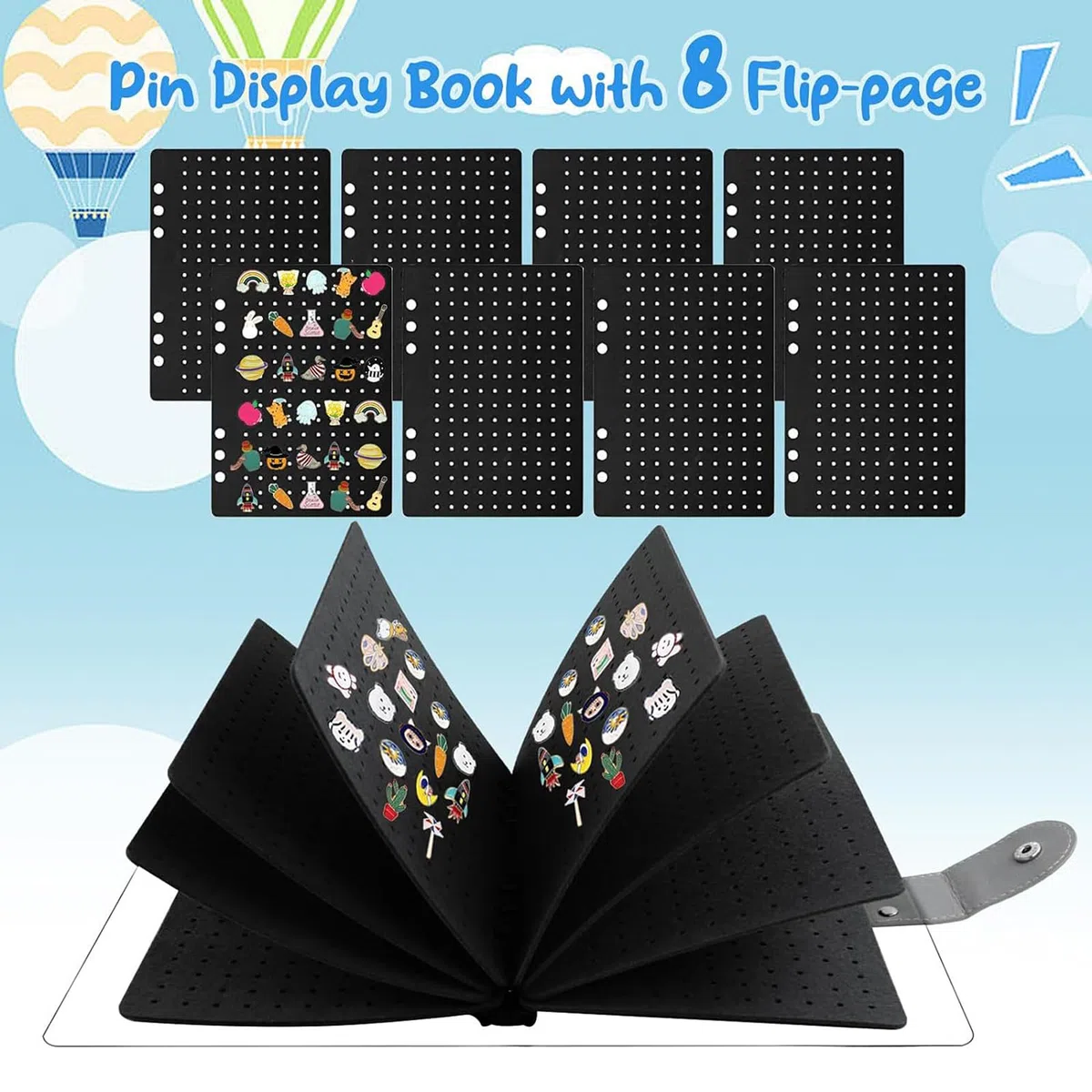 Pin-Buch, Pin-Sammlungsbuch - Pin-Aufbewahrung, Ohrring-Schmuck-Organizer, Filz-Pin-Binder,Anstecknadel-Vitrine mit 6 Seiten, Pinnwand, Pin-Organizer für Ohrringe, Halsketten, Ringe, Ohrstecke
