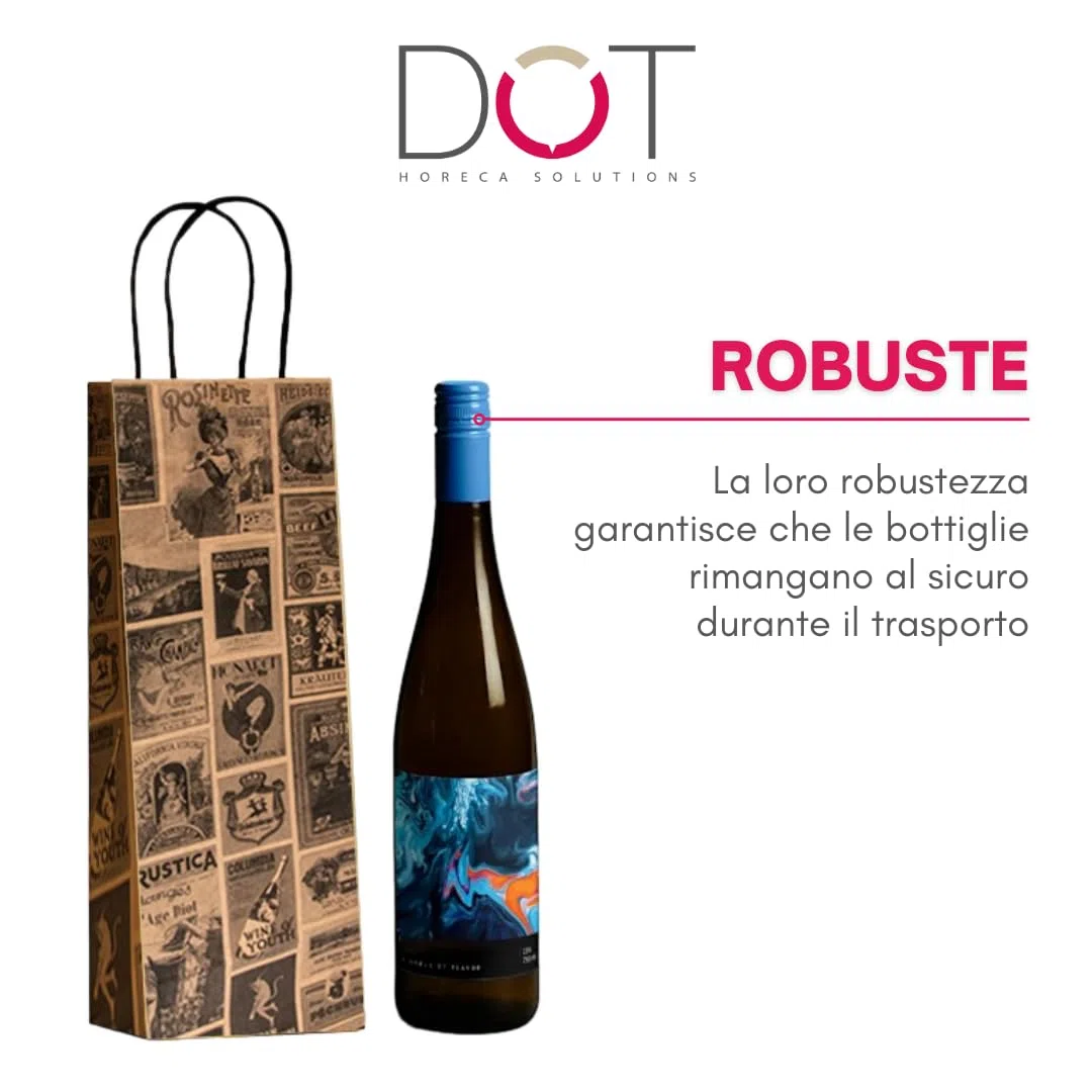 DOT Horeca Solutions Sacchetti Portabottiglia Vintage 14x8x40 cm, 25 Pezzi