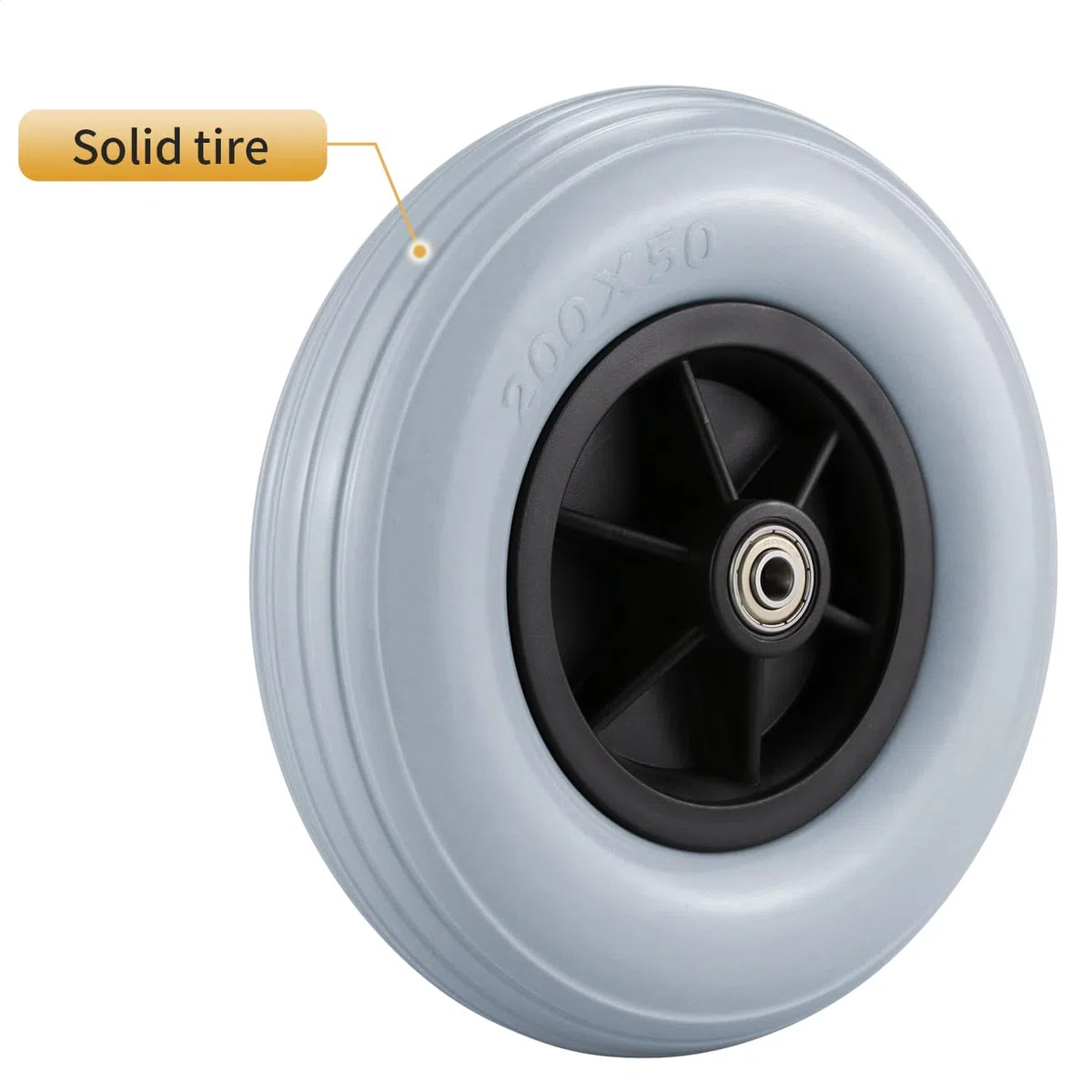 Coppia di ruote girevoli da 8" x 2" (200 x 50) per sedia a rotelle elettrica/elettrica, ruote di ricambio per pneumatici solidi da 8" (8 "x 2" (200 x 50) - Grigio)