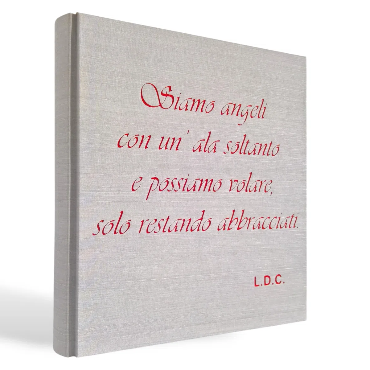Album fotografico in tela di lino con frase dedica incisa e personalizzabile regalo originale wedding, san valentino, nascita, battesimo, compleanno, nozze, matrimonio, anniversario, laurea