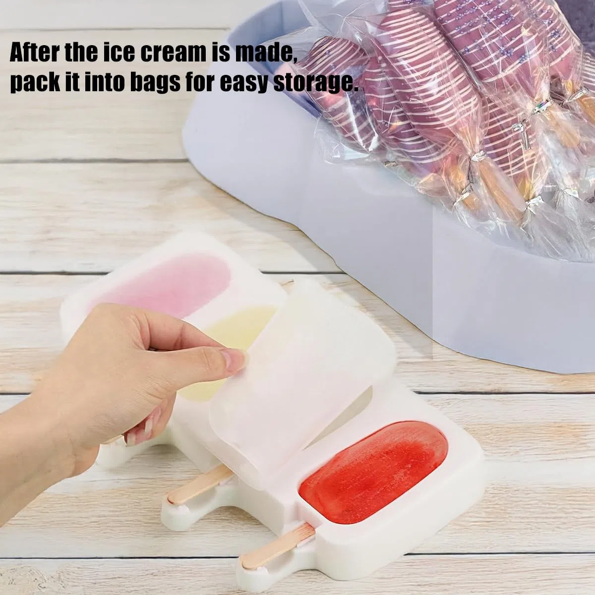 2Pcs Stampo in Silicone per Gelato,stampi per gelato con coperchio,4 Cavità Ghiaccioli Gelato Stampo Senza BPA, Stampi Gelato Stecco al Cioccolato congelato Fai da Te per Bambini Adulti