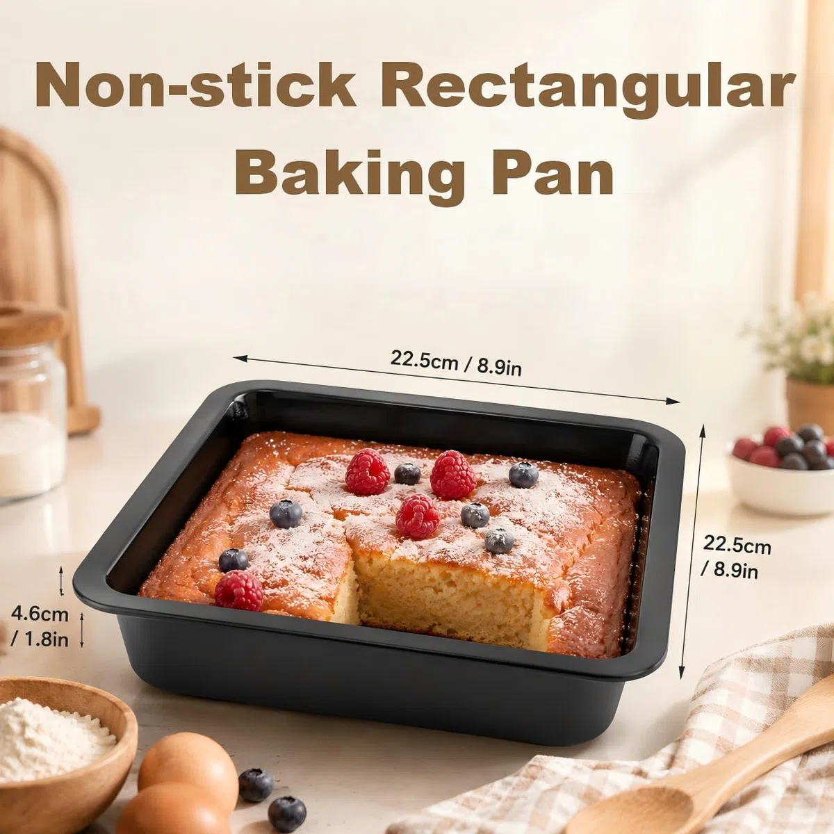 Hapivipa Stampo per Torta, paa Quadrata Antiaderente per Torta Quadrata in Acciaio per Pizza Vassoio Cucina Anche Strumenti di Cottura per panetterie e Dessert di Torte e Dessert (Nero)