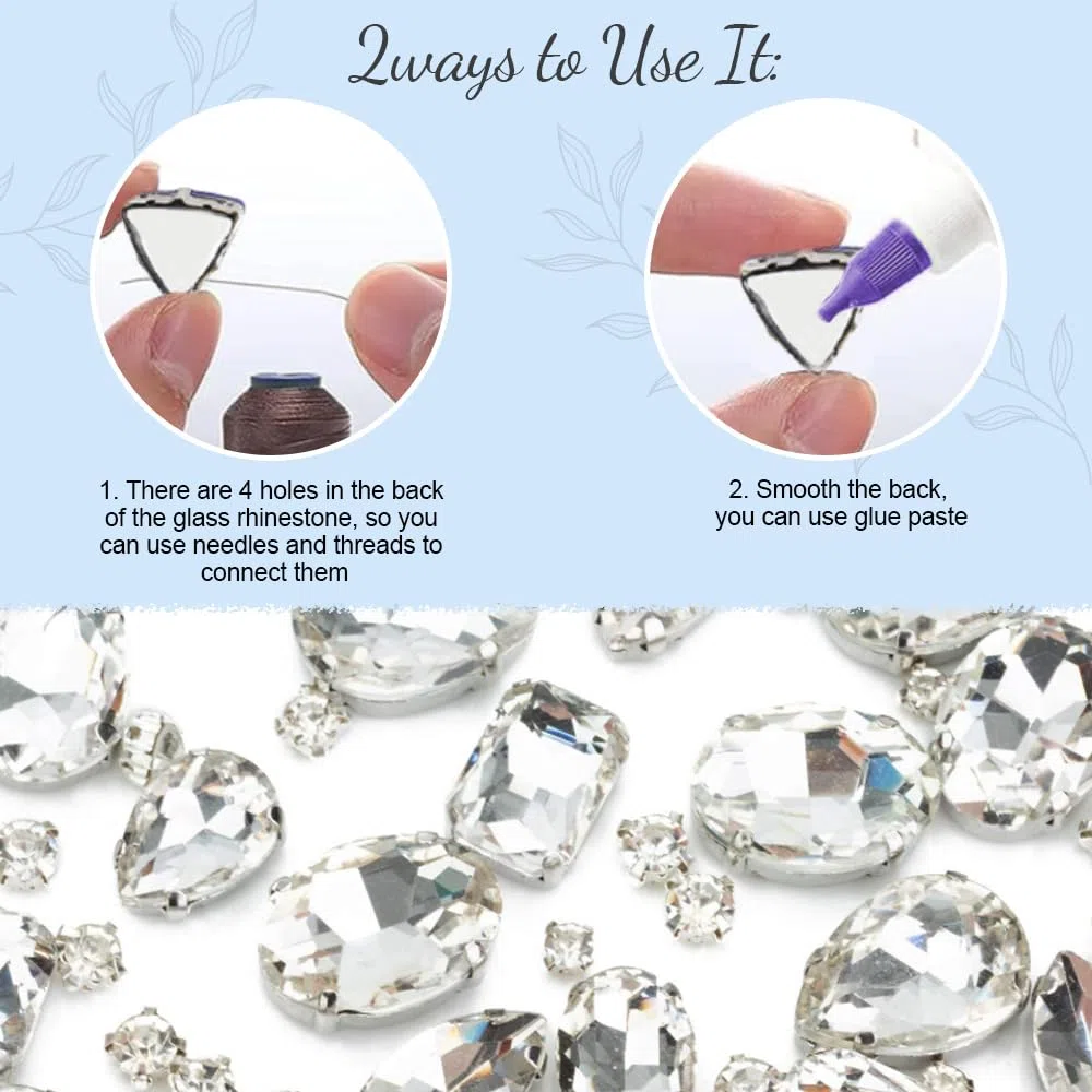 130 Pezzi Pietre Strass da Cucire Su Tessuti,Strass per Scarpe Decorazioni,Passamaneria con Strass per Abbigliamento,Brillantini Vestiti Accessori per Fai Da Te,Abito da Sposa,Gioielli,Borse