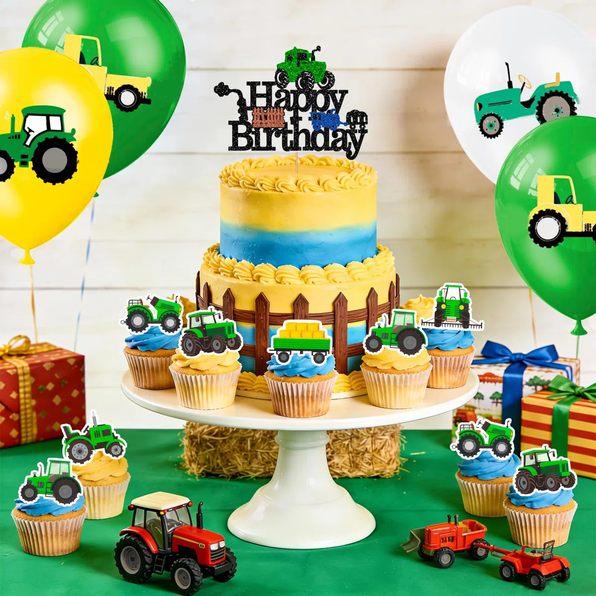 Set di Decorazioni per Compleanno a Tema Trattore,55 Pezzi Decorazioni per Compleanno a Tema Trattore Tovaglia Palloncini